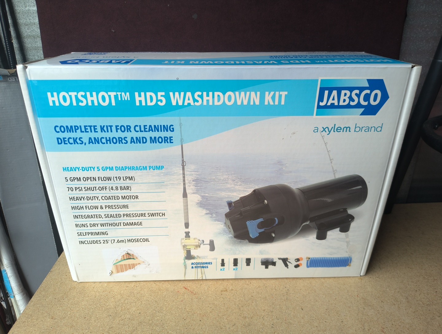 Jabsco Hotshot Hd5 Heavy Duty Washdown Kit With 25' Hosecoil