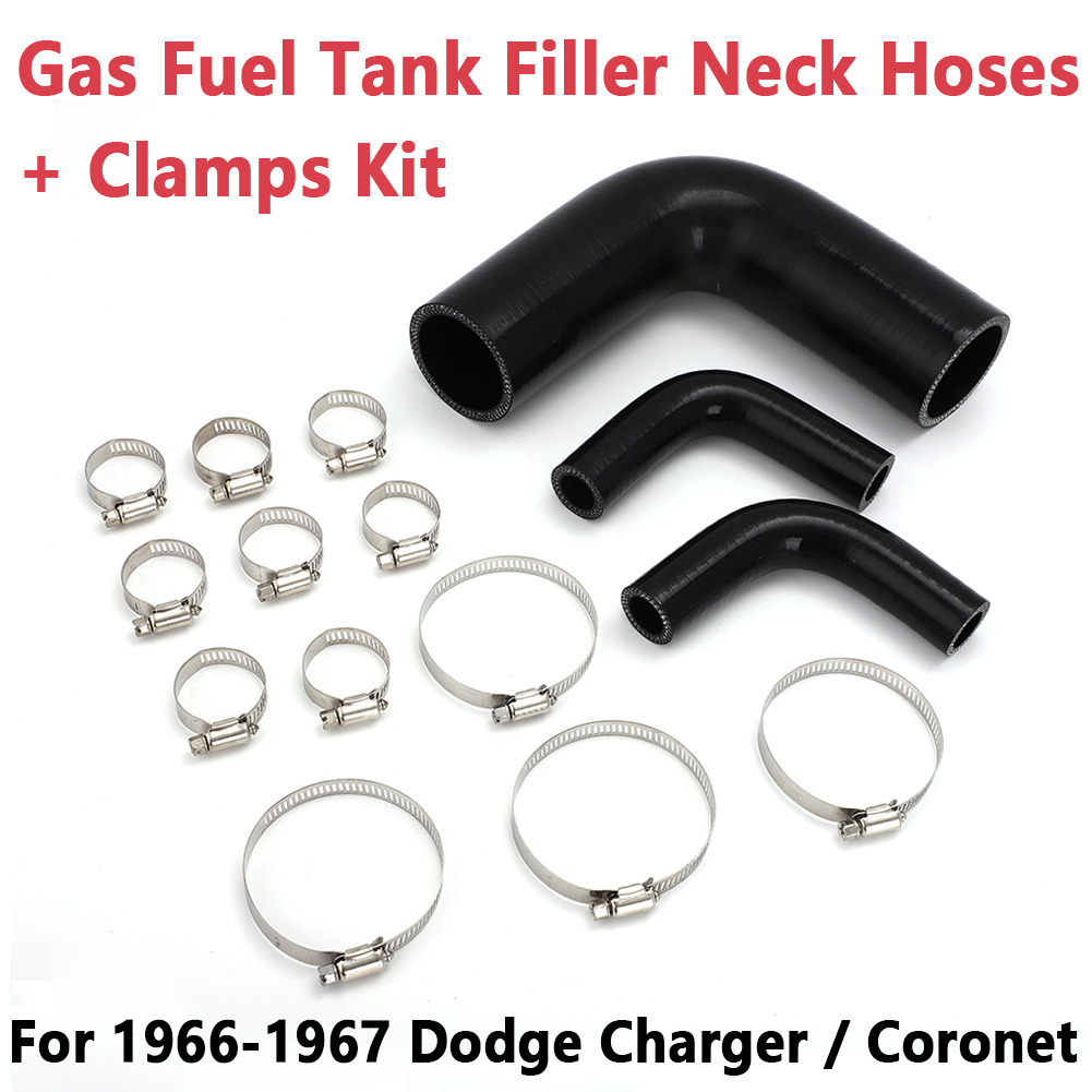 For Dodge Charger / Coronet Gas Fuel Tank Filler Neck Hoses & Clamps Kit 1966-67