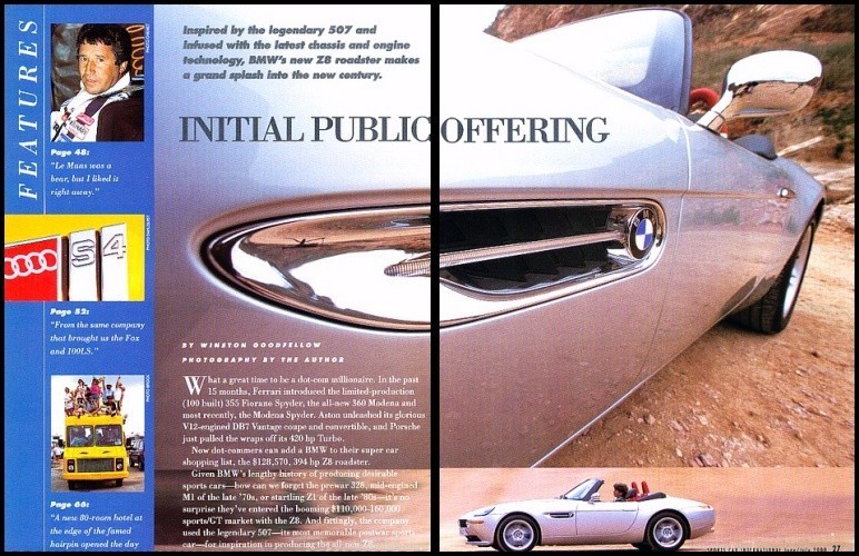 2000 BMW Z8 Roadster Original Car Review Print Article J61