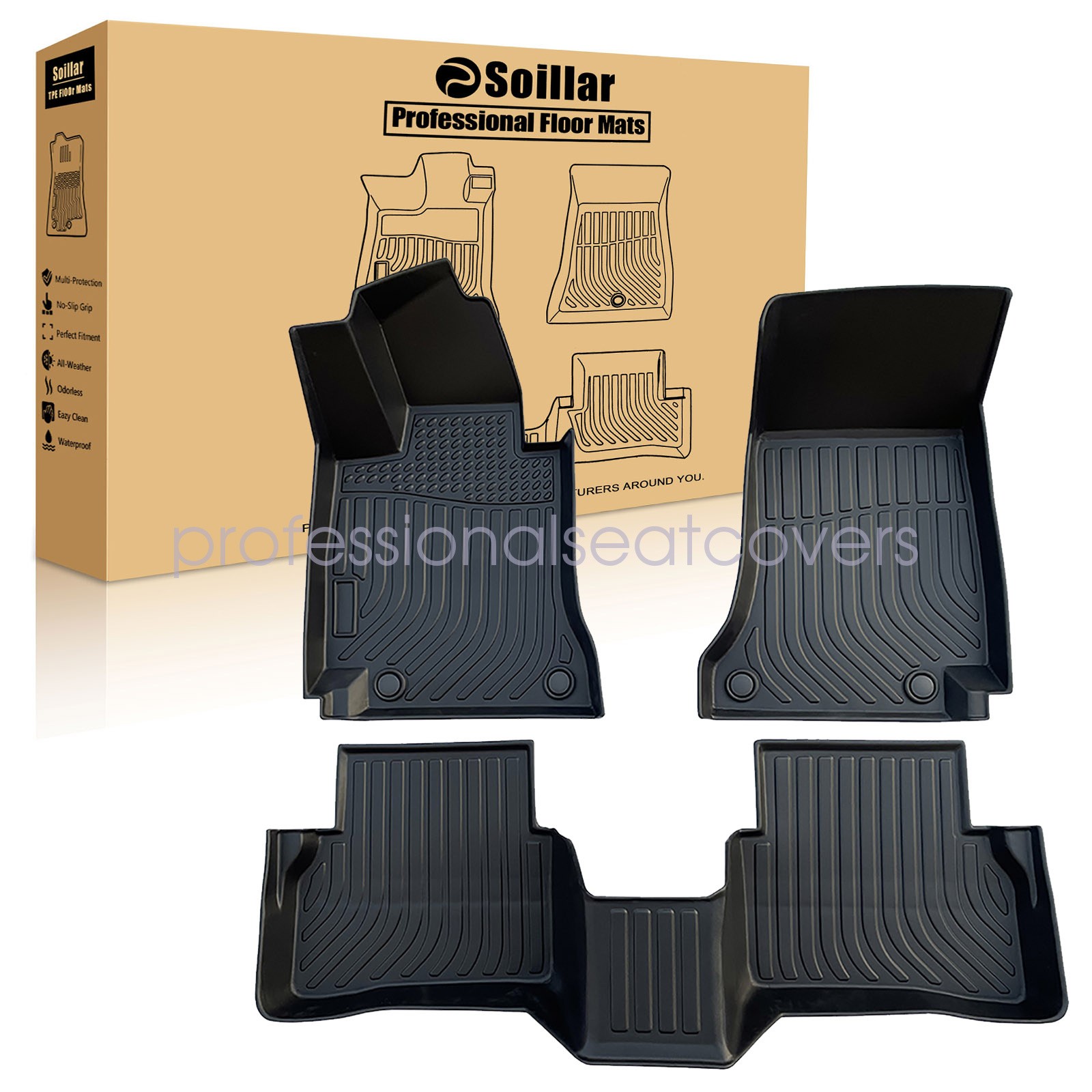 For 2015-2021 Mercedes-Benz C-Class W205 Sedan TPE 3D 2 Row Floor Mats Liner New