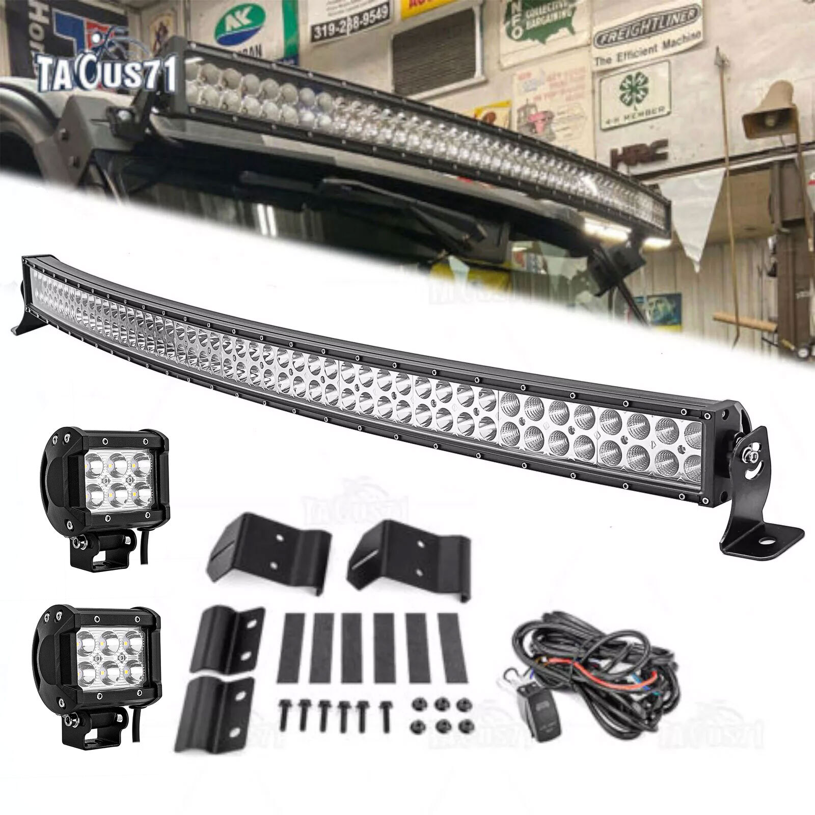 Roof 50\'\' Curved LED Light Bar Pods Mounting Kit For Polaris Ranger 1000 900 570