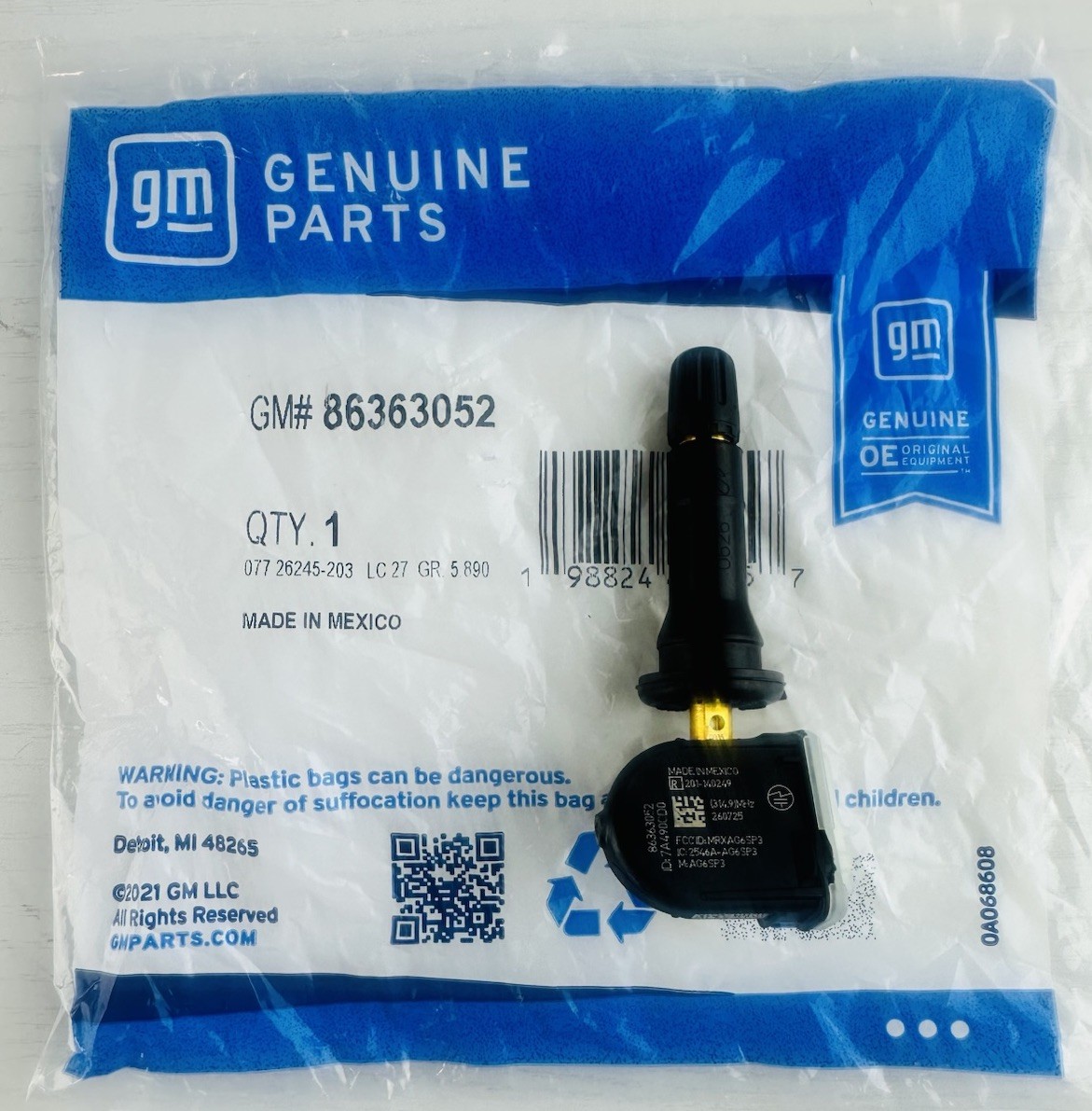 New Genuine GM Tire Pressure Monitor Sensor TPMS 86363052 OEM