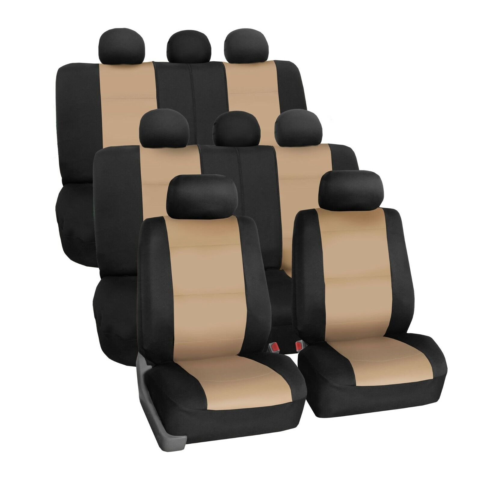 3 Rows Car Seat Covers Neoprene Heavy Duty Waterproof Universal Fit 8 Seaters