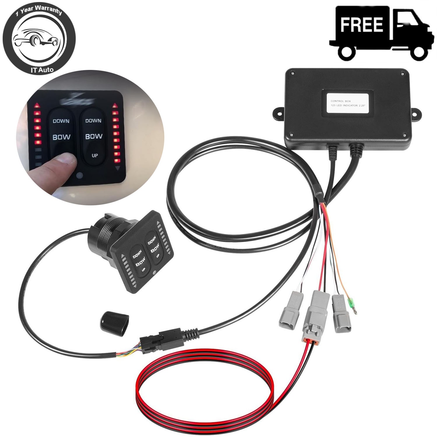 15270-001 LED Two-Piece Trim Tab Switch Kit for Lenco Single Actuator 12V/24V