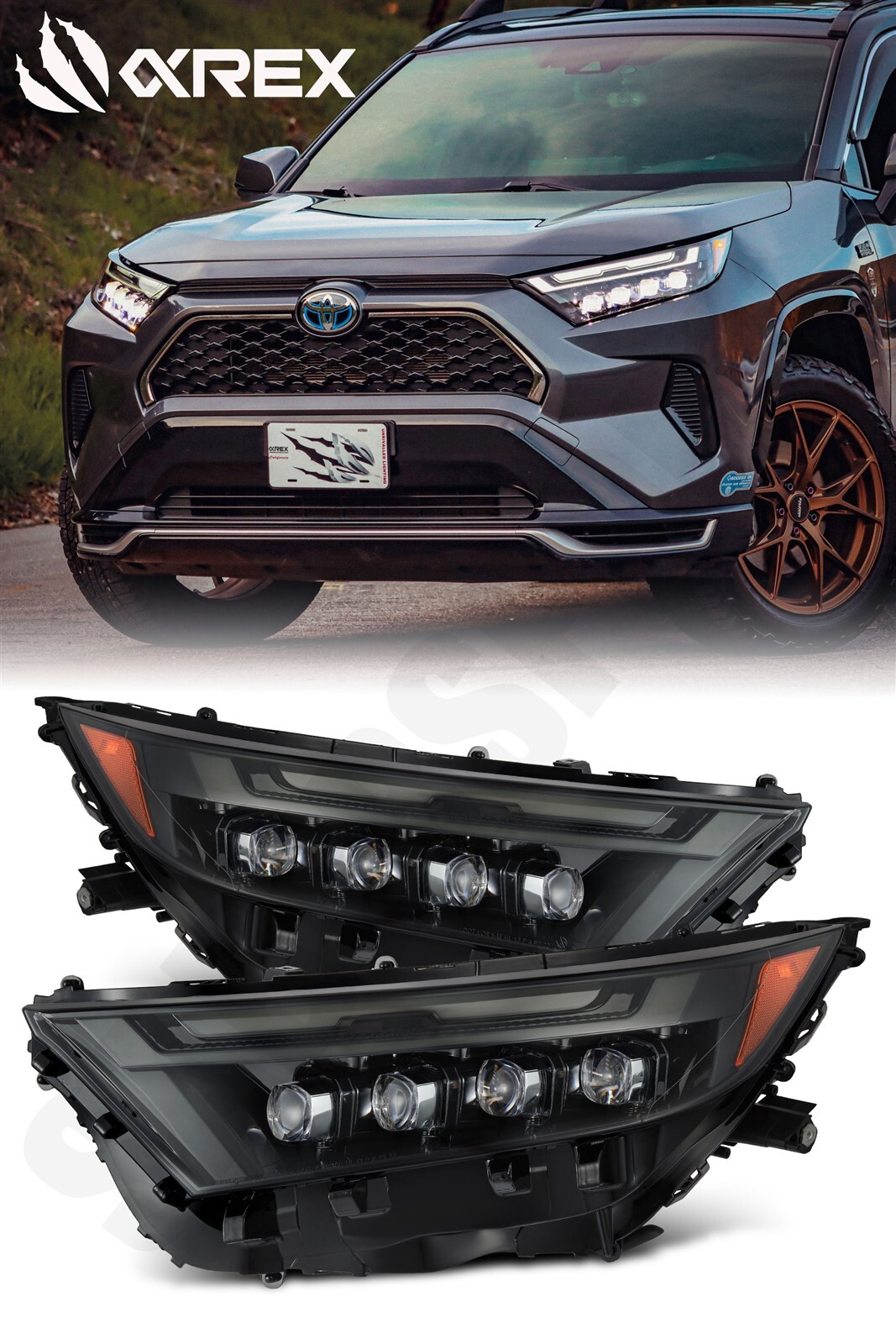 AlphaRex Alpha-Black Nova LED Headlight for 2019-2025 Rav4 (High Trim) See Note