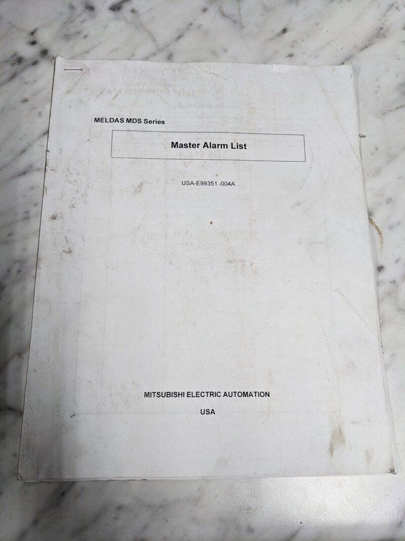 MELDAS MDS SERIES MASTER ALARM LIST USA-E99351-004A MITSUBISHI CNC MANUAL