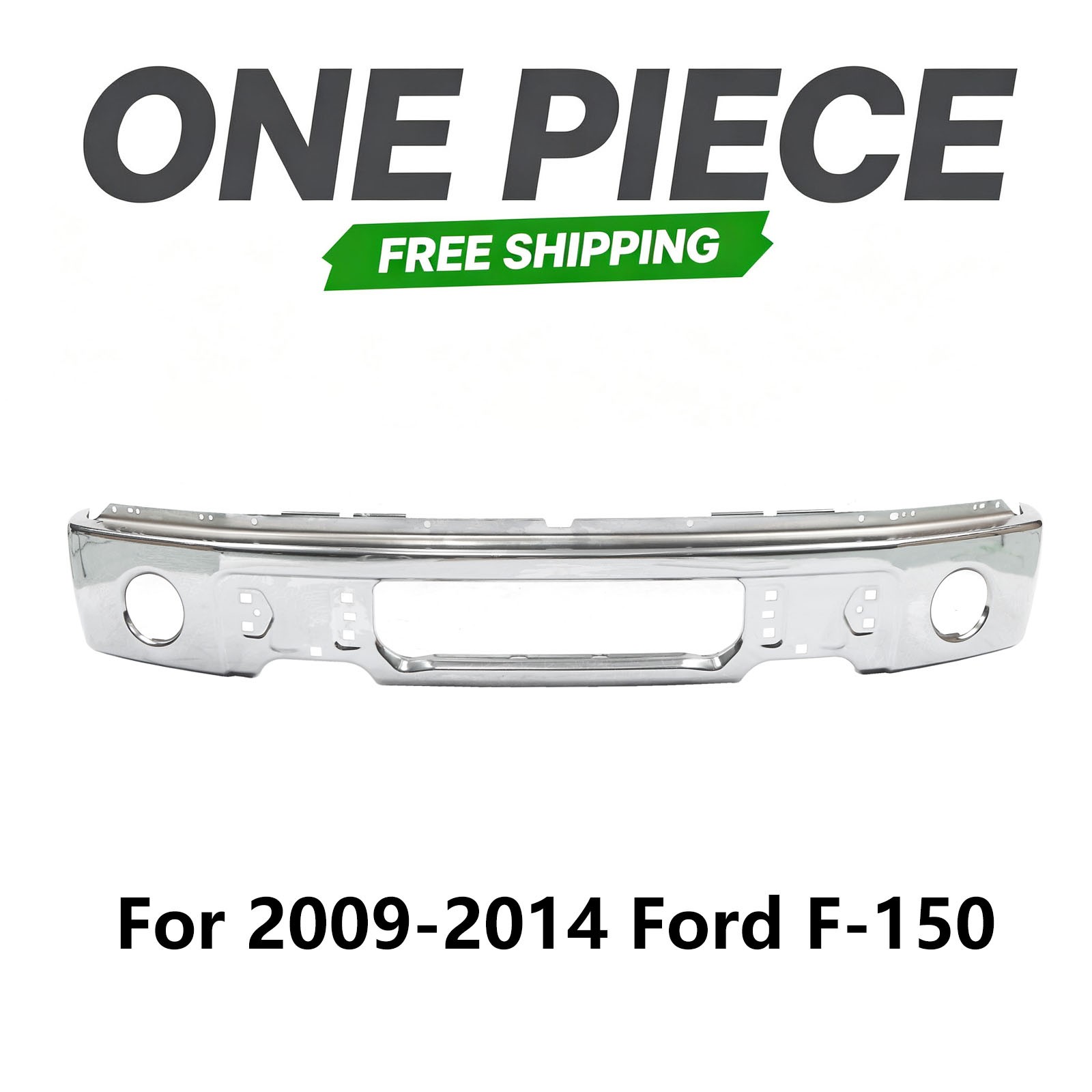 Bumper For 2009-2014 Ford F-150 Front Chrome with Fog Light Holes 9L3Z17757B