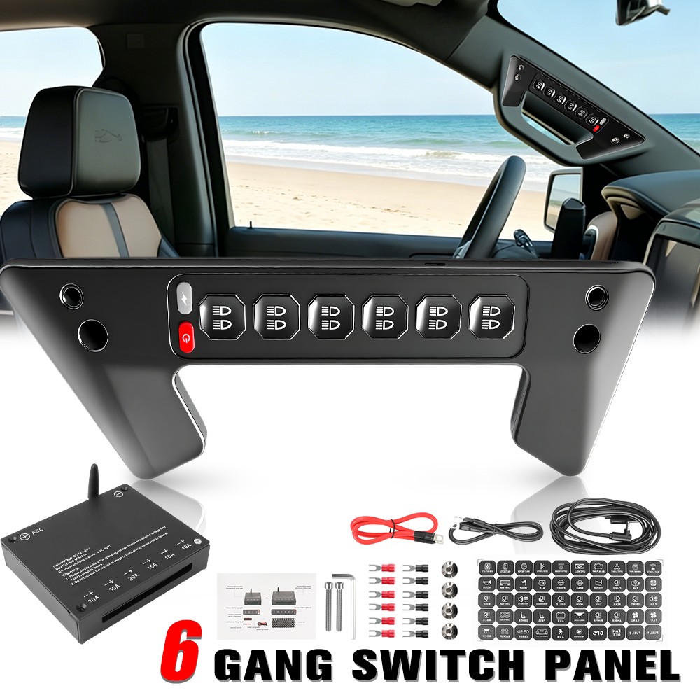 6 Gang Wireless Switch Panel Grab Handle Light Bar Control For Chevy Silverado