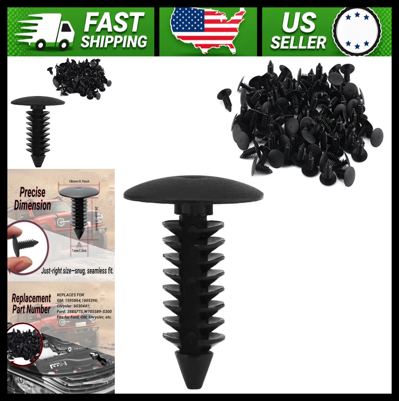 1000pc Car Fender & Bumper Fastener Clips Replacement Retainer Set