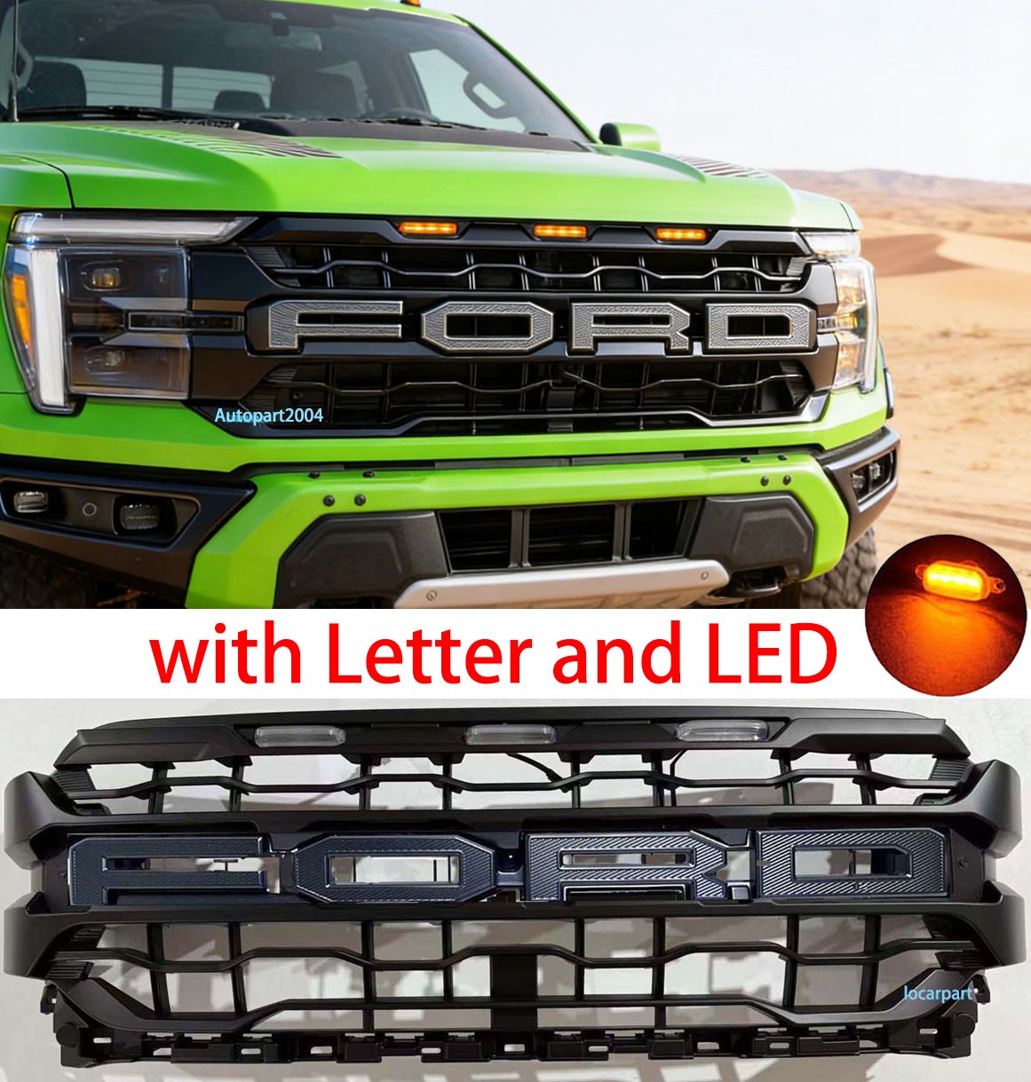 2025 Rapt or Style Grill For Ford F150 Grill 2021 22 2023 Bumper Grille W/Letter