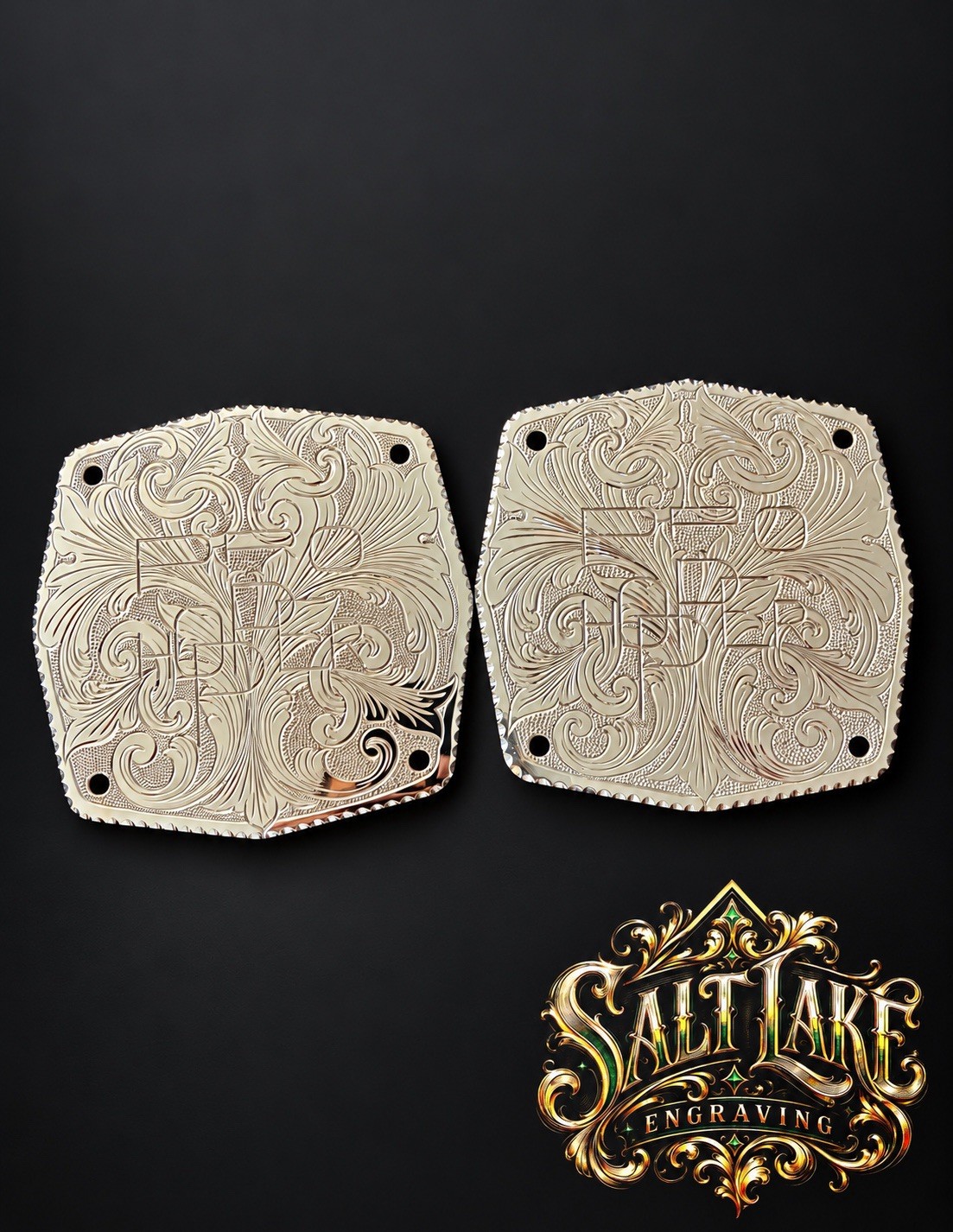 Pro Hopper Hydraulic Backing Plates – Custom Engraved & Chrome Plated – Pair