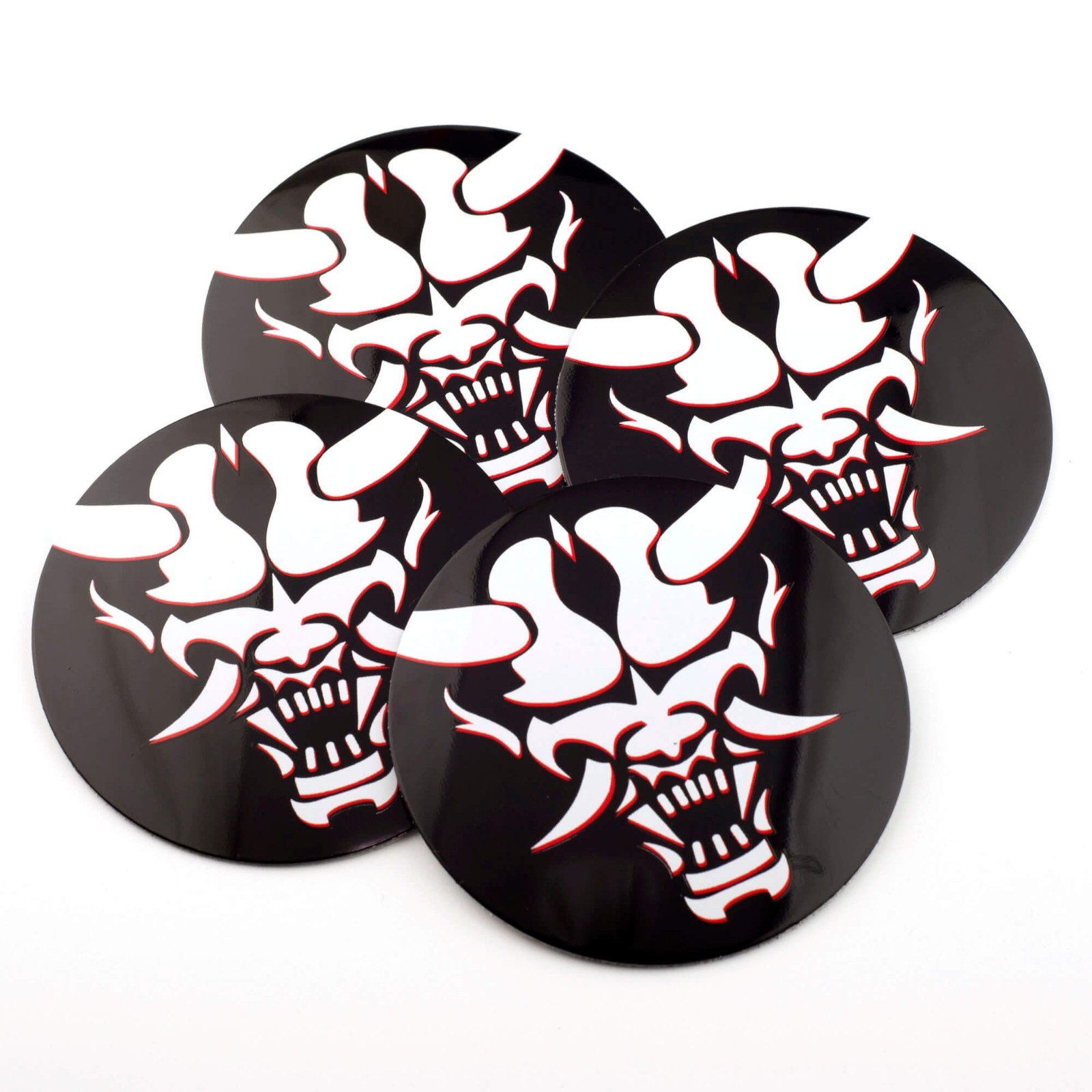 4pc 68mm 2.68in  Aluminum Wheel Center Caps Stickers Japanese Style Mask Pattern