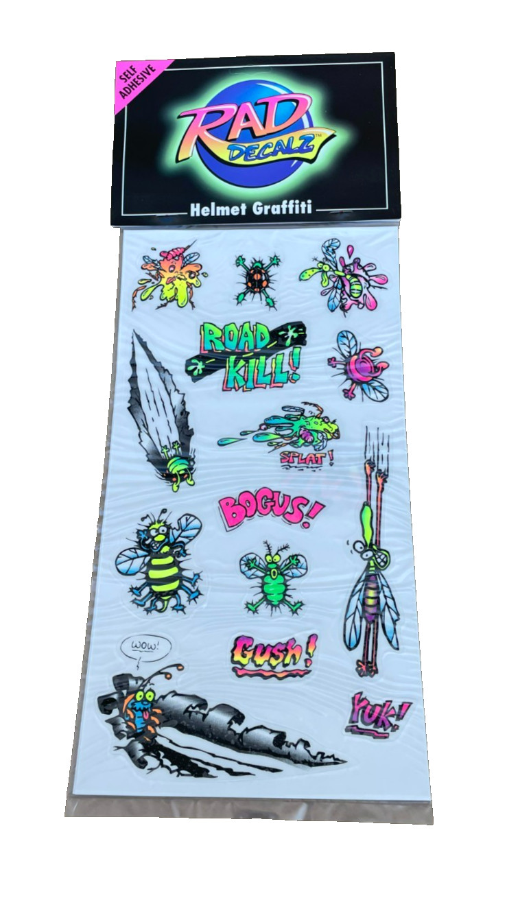 Vintage Rad Decalz Sports Graffiti Road Kill Self Adhesive Stickers, NOS Vintage Rad Decalz Sports Graffiti Road Kill Self Adhesive Stickers, NOS