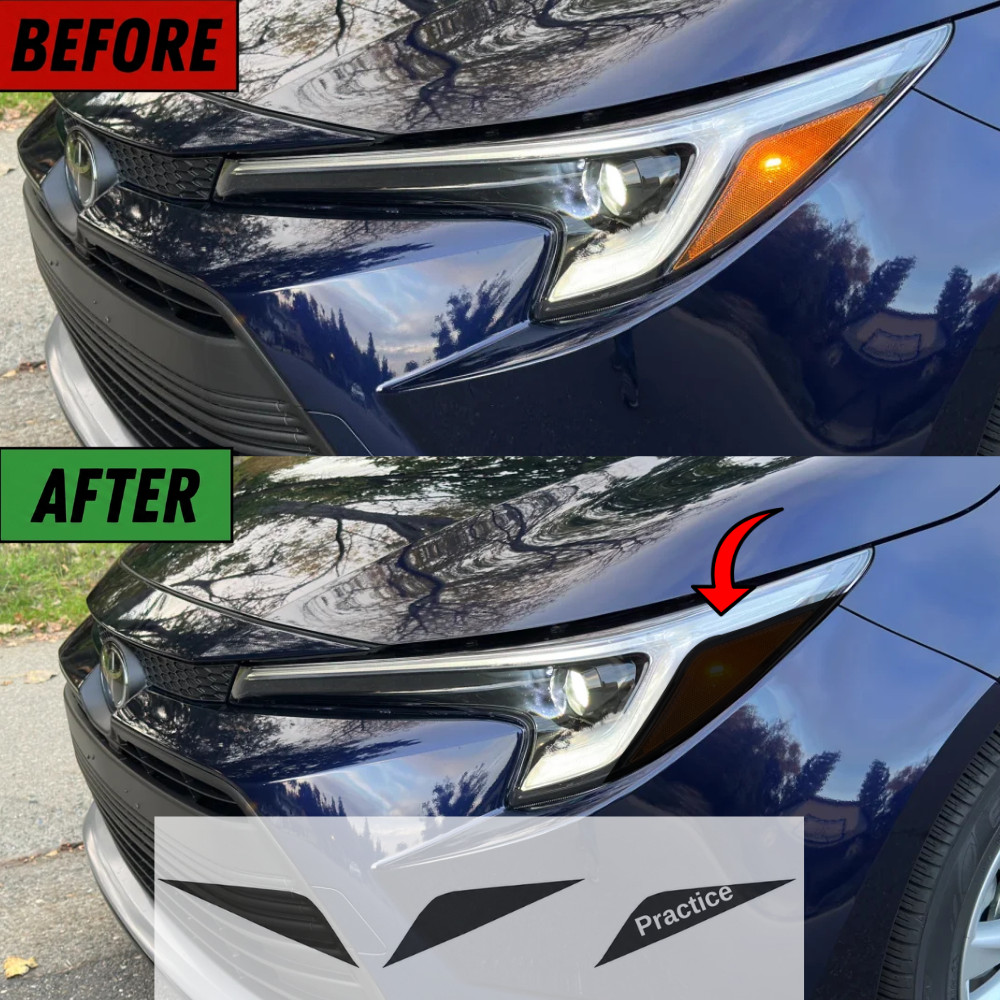 FOR 2023-2026 TOYOTA COROLLA FRONT HEADLIGHT SMOKE TINT VINYL OVERLAY