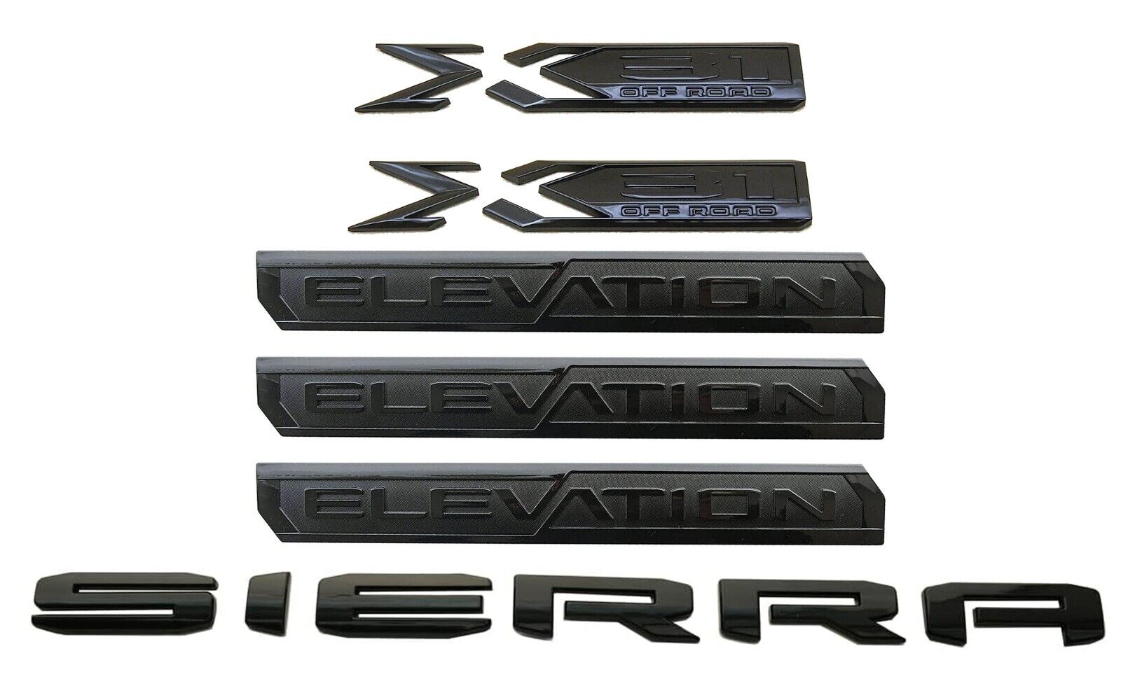 6x Gloss Black Door Rear Elevation Sierra Bed X31 Emblem 2019-2023 Sierra 1500