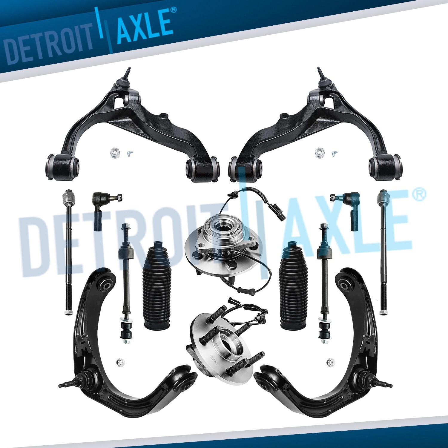 5 Lug 14pc Front Control Arm Wheel Hub Kit for 2006 2007 2008 Dodge Ram 1500 4WD