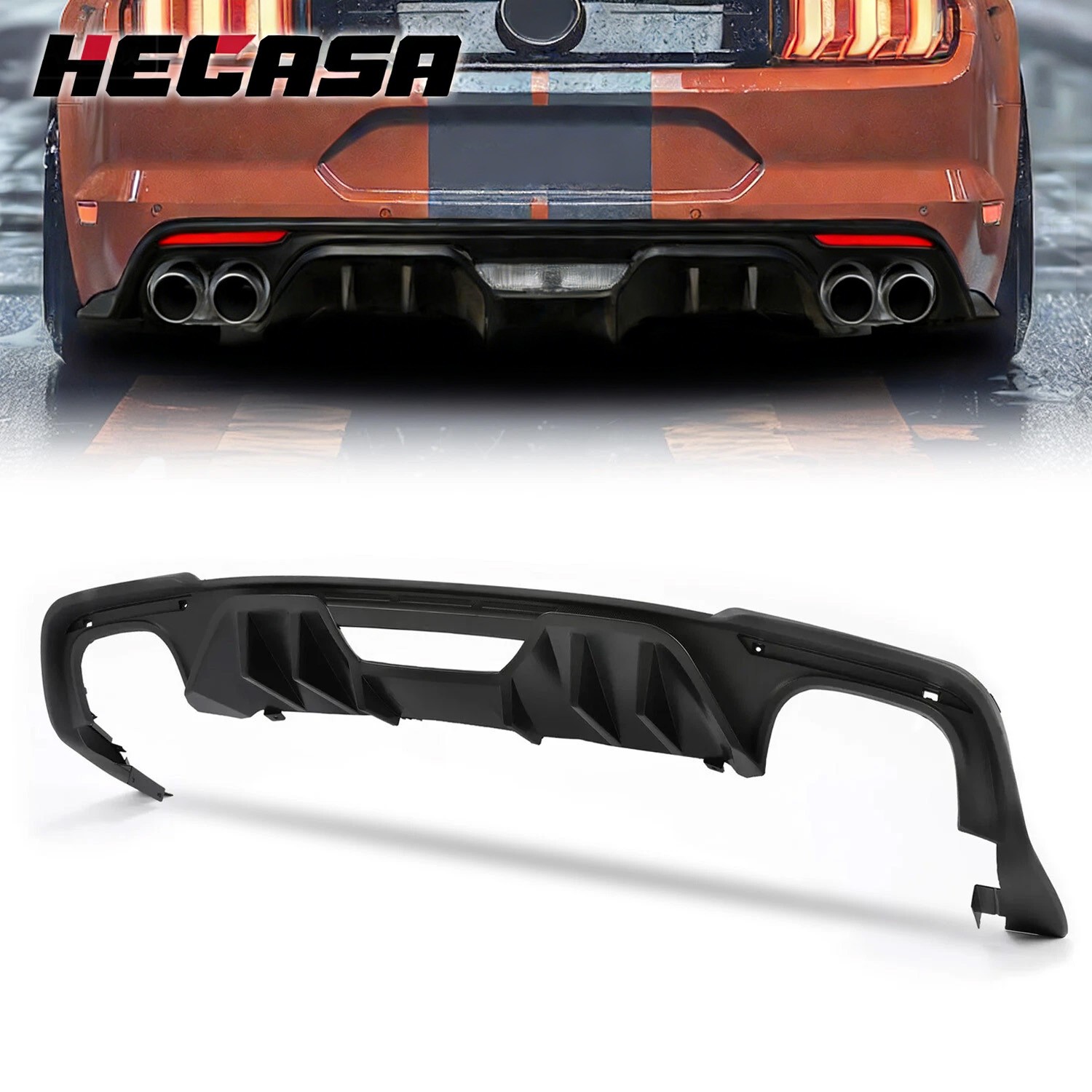 Black Lower Rear Bumper Diffuser Lip Fits 2018-2023 Ford Mustang EcoBoost GT350