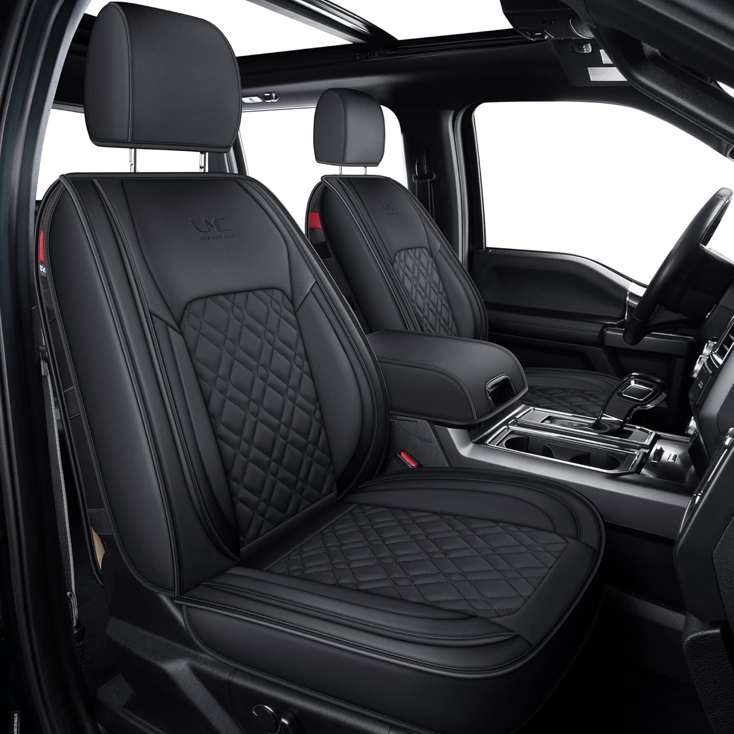 LUCKYMAN CLUB F150 Front-only Seat Covers J03-Q3 with Front Pair, Black LUCKYMAN CLUB F150 Front-only Seat Covers J03-Q3 with Front Pair, Black