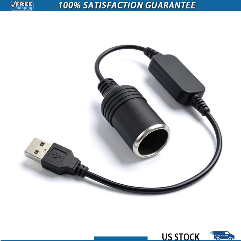 1.20Ft USB to 12V Cigarette Lighter Adapter Car Recorder, GPS, Dash Camera