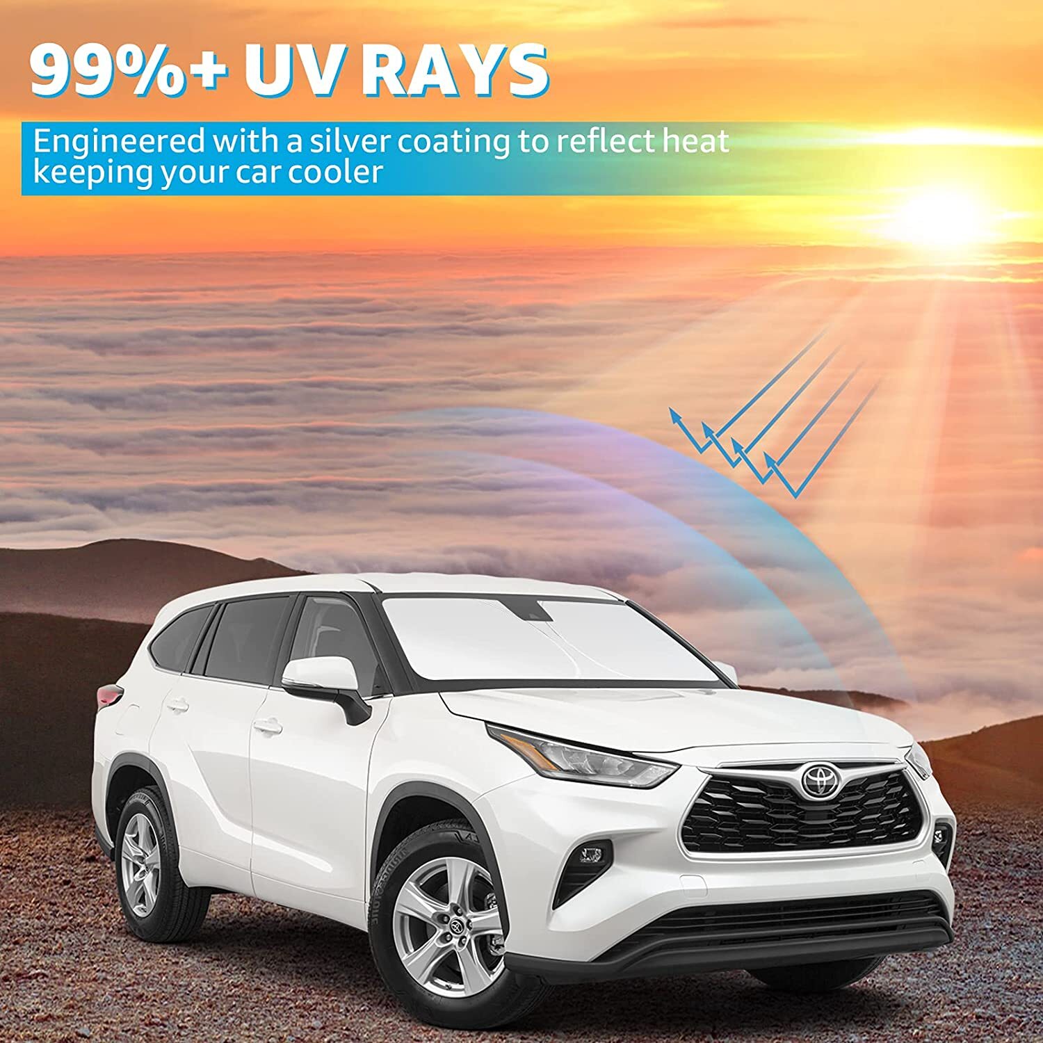 Custom Fit Car Windshield Sun Shade Shield Cover For 2001-23 Toyota Highlander🎁
