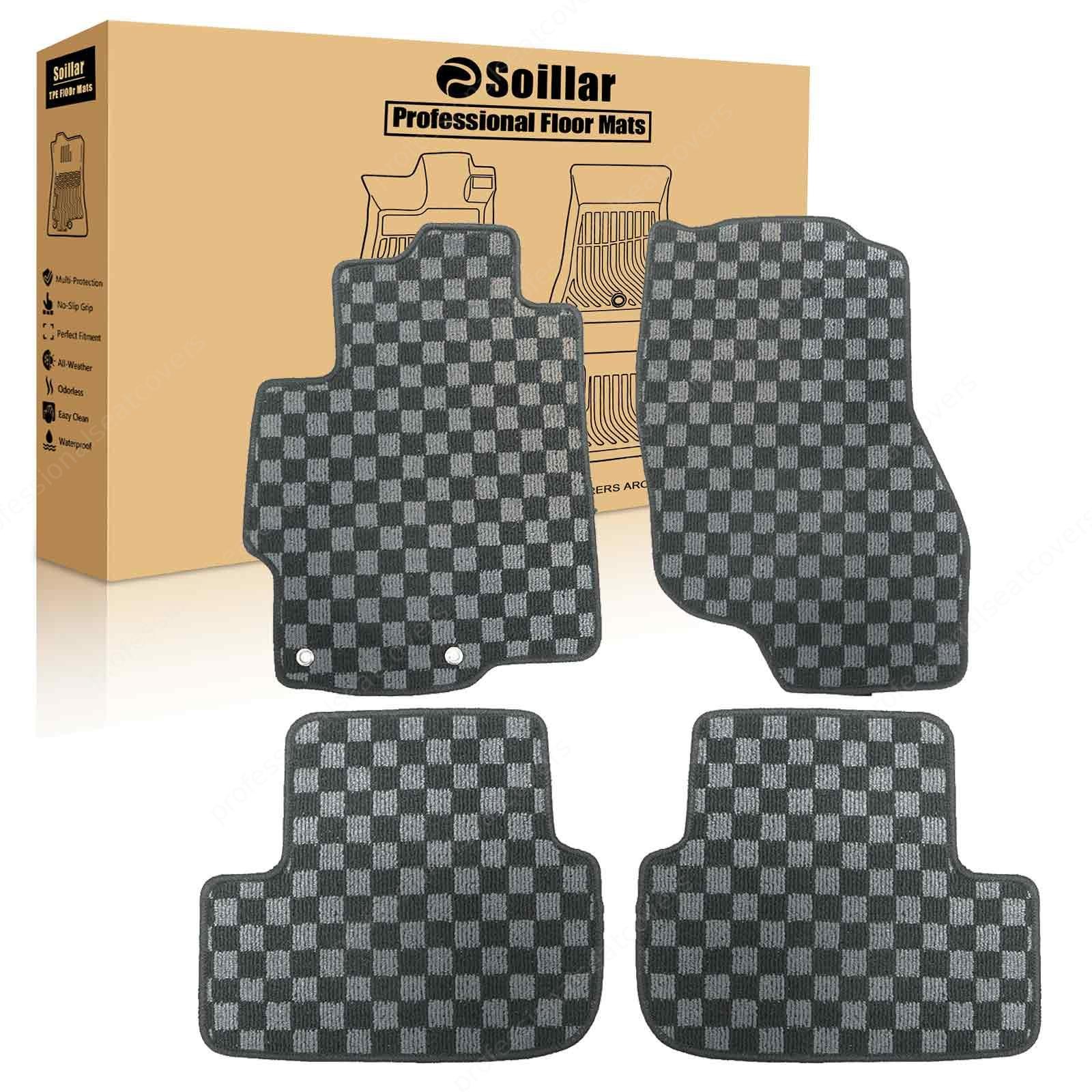 Checkered Flag Carpet Floor Mats For 2008-2015 Mitsubishi Lancer Evo X 4Pcs Set