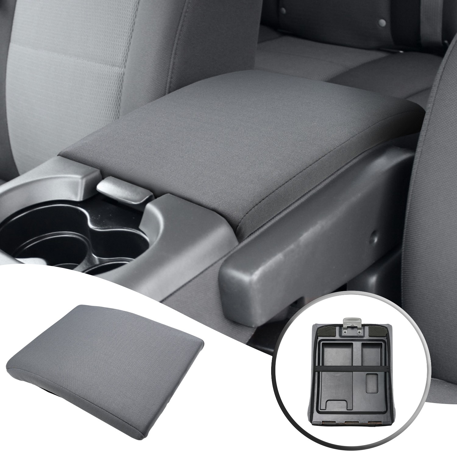 Middle Console Arm Rest Polyester Cover Gray for 2004-2010 Ford F-150 Jump Seat Middle Console Arm Rest Polyester Cover Gray for 2004-2010 Ford F-150 Jump Seat