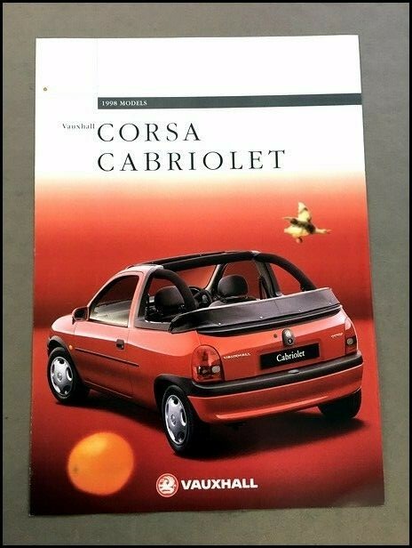 1998 Vaxuhall GM Corsa Cabriolet Convertible Car Sales Brochure Catalog