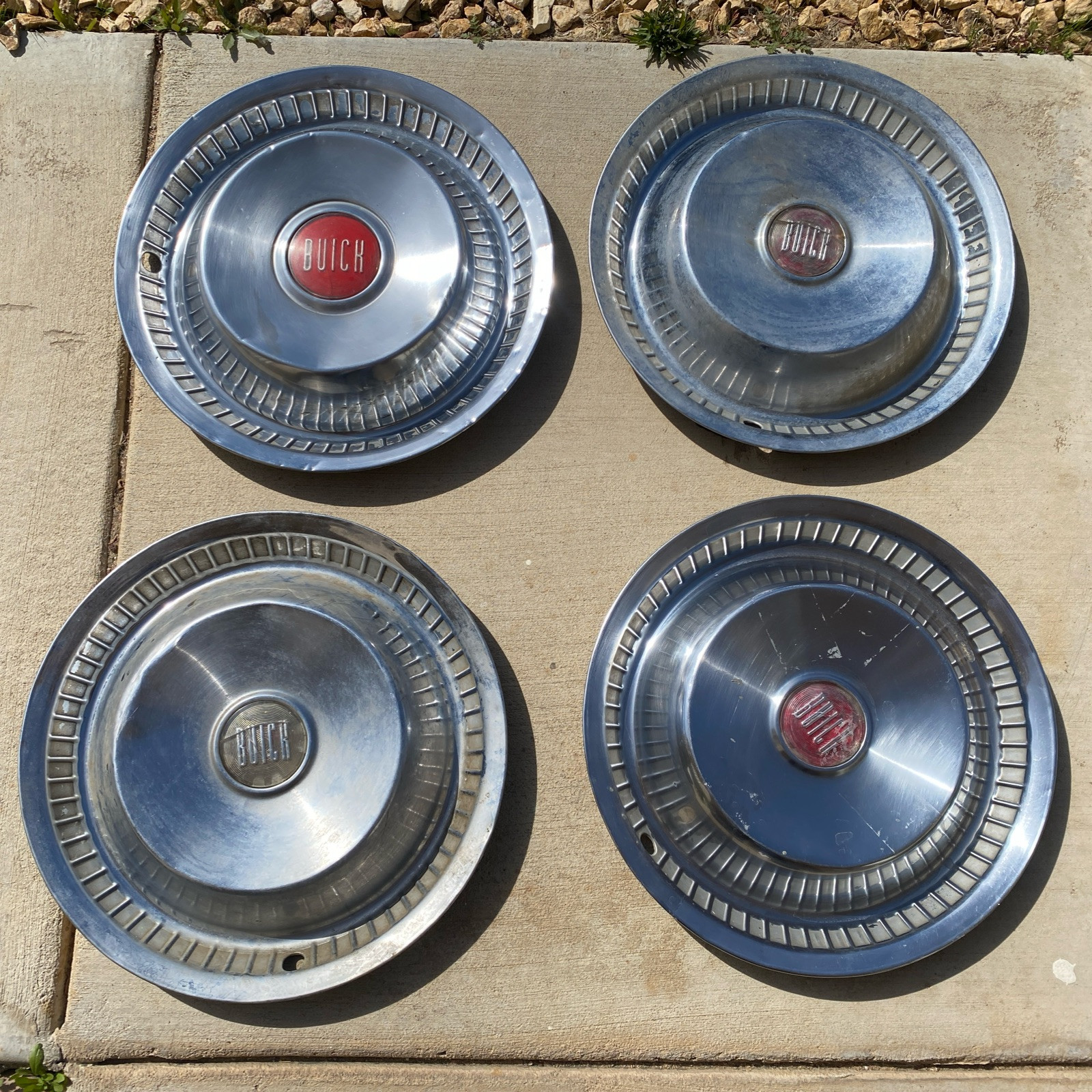 4 Vintage Mid-1950s Buick 15” Hubcaps Original 🛞 4 Vintage Mid-1950s Buick 15” Hubcaps Original 🛞