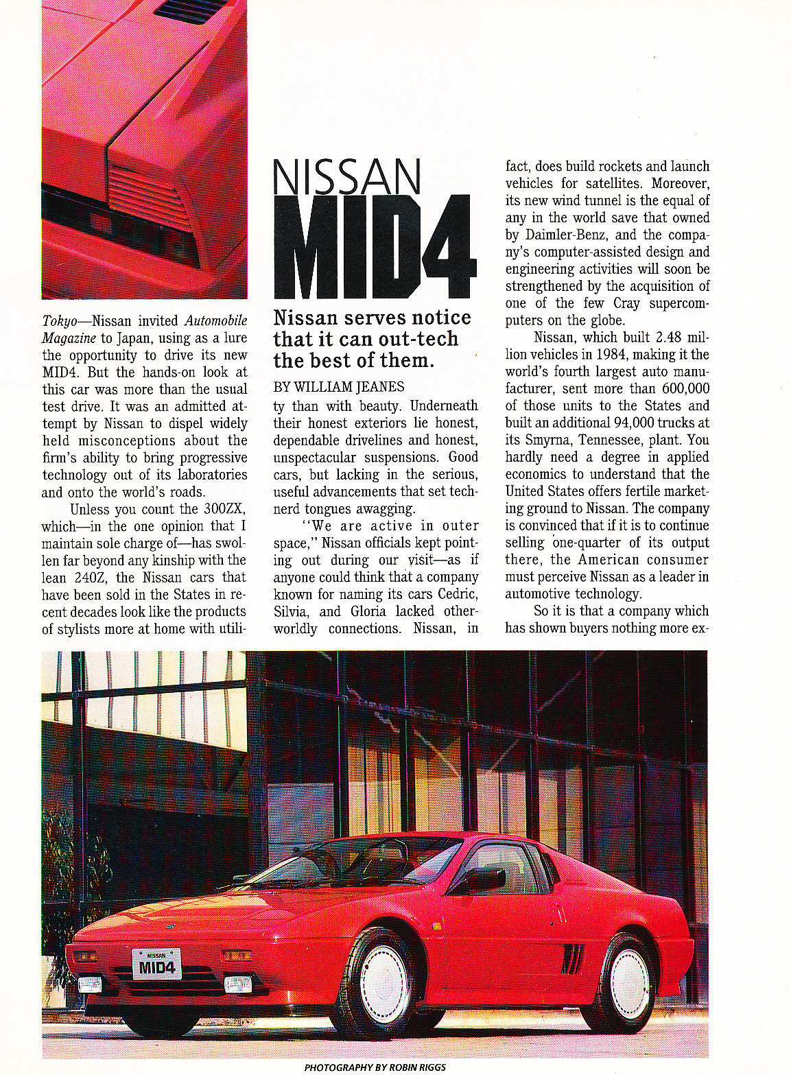 1986 Nissan Mid4 Concept Original Car Review Print Article J343 1986 Nissan Mid4 Concept Original Car Review Print Article J343