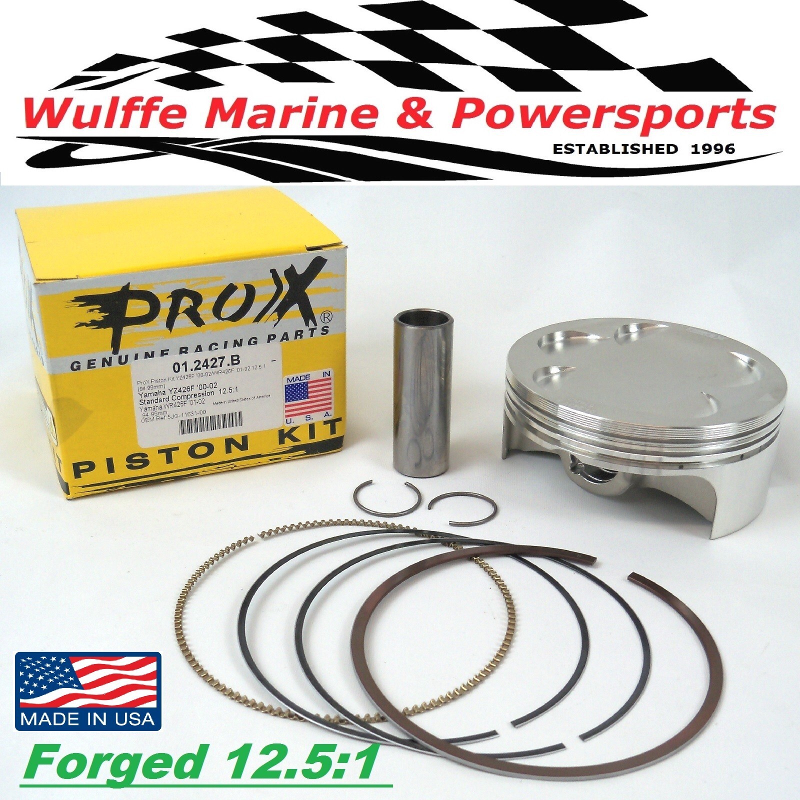 Piston Kit Yamaha YZ426F WR426F 00-02 Forged USA 12.5:1 Std 95mm ProX 01.2427.B