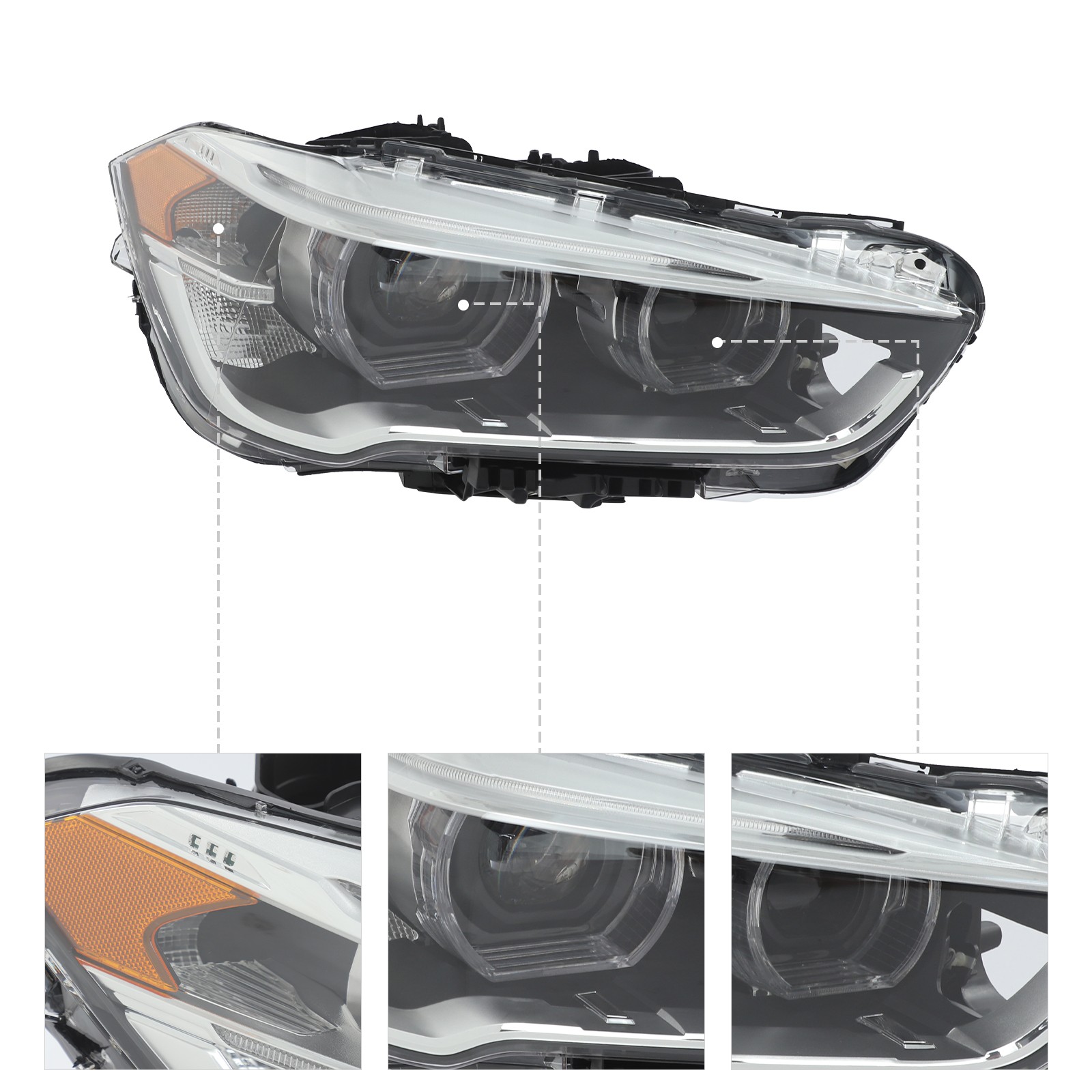 Right LED Headlight 63117436464 w/o AFS For 2016‑2019 BMW X1 F48 F49
