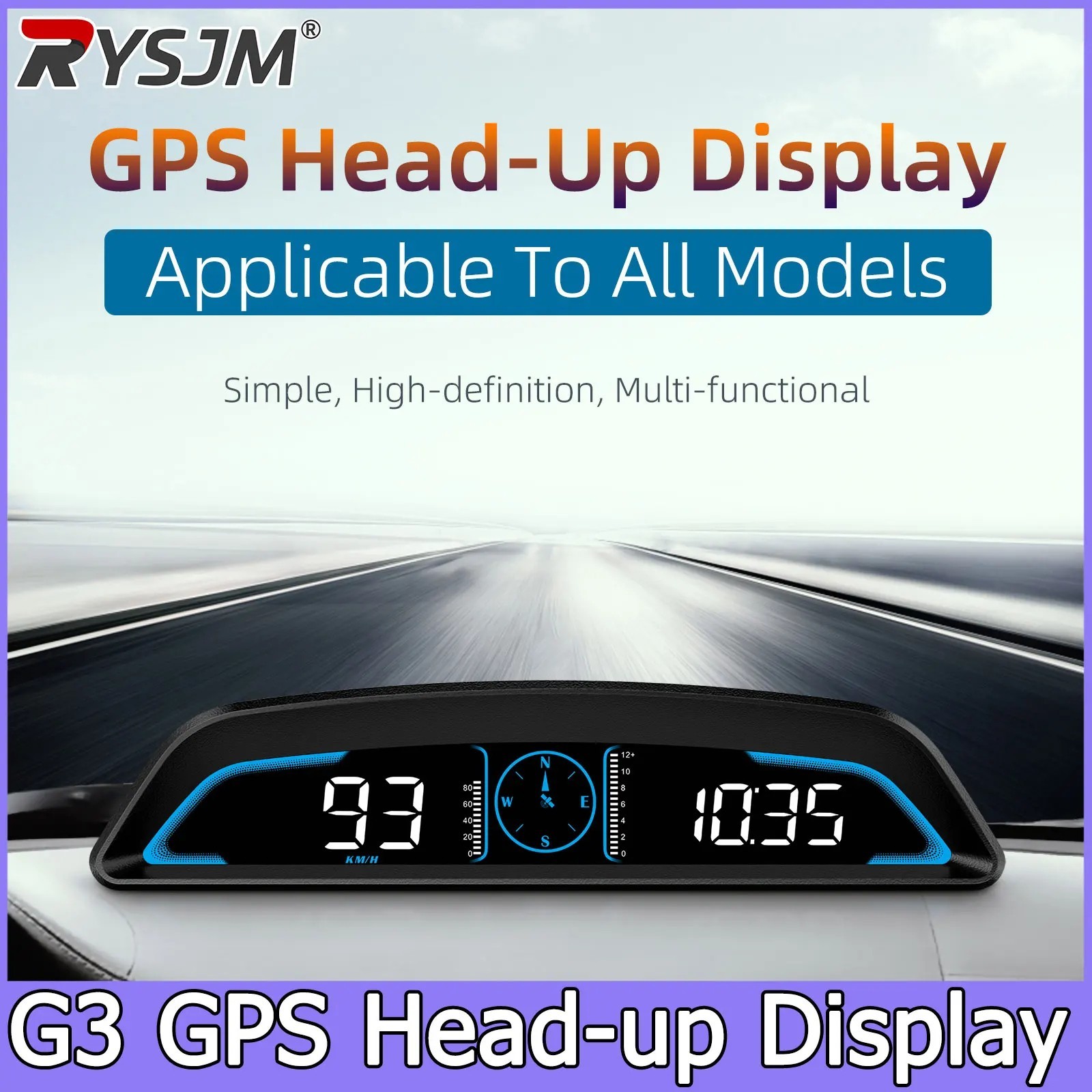 Digital GPS G3 HUD Speedometer Car Heads Up Display MPH KMH Overspeed Alarm Mete