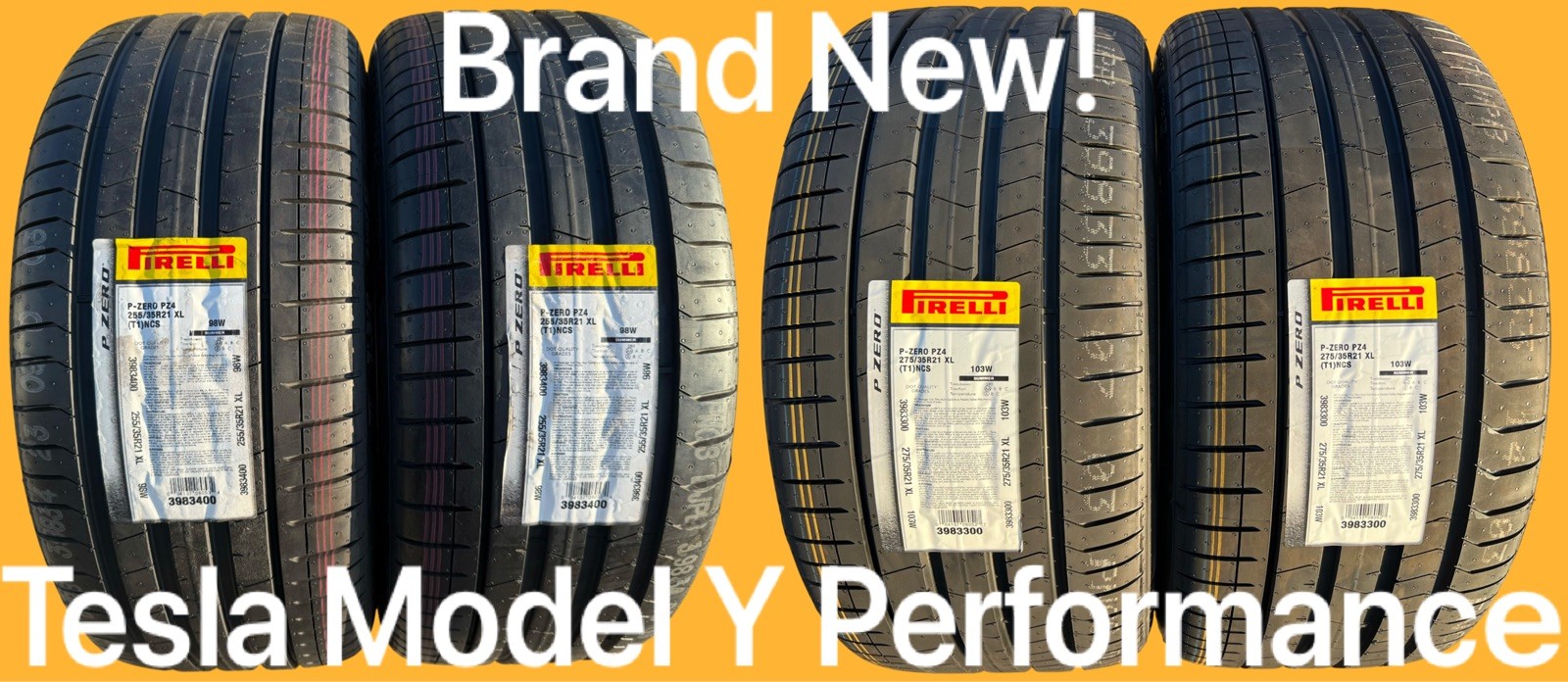 4X NEW Pirelli P Zero PZ4 T1 Tesla Model Y NCS ELECT 2X 255/35R21 & 2X 275/35R21
