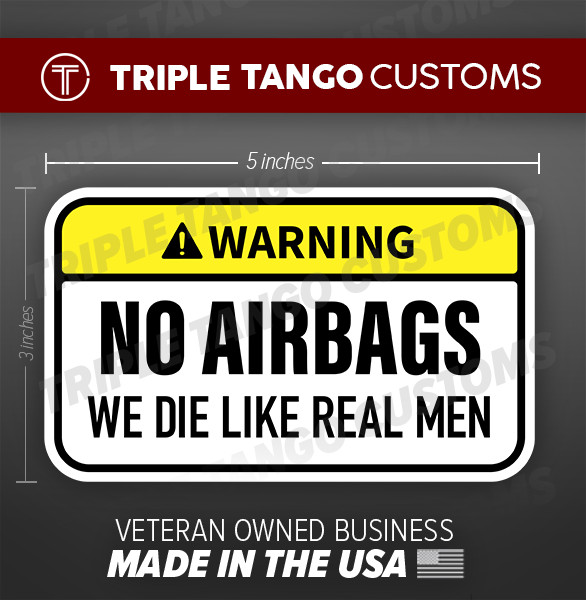 WARNING Funny Bumper Sticker No Air We Die Like Real Men bags Car Decal JDM