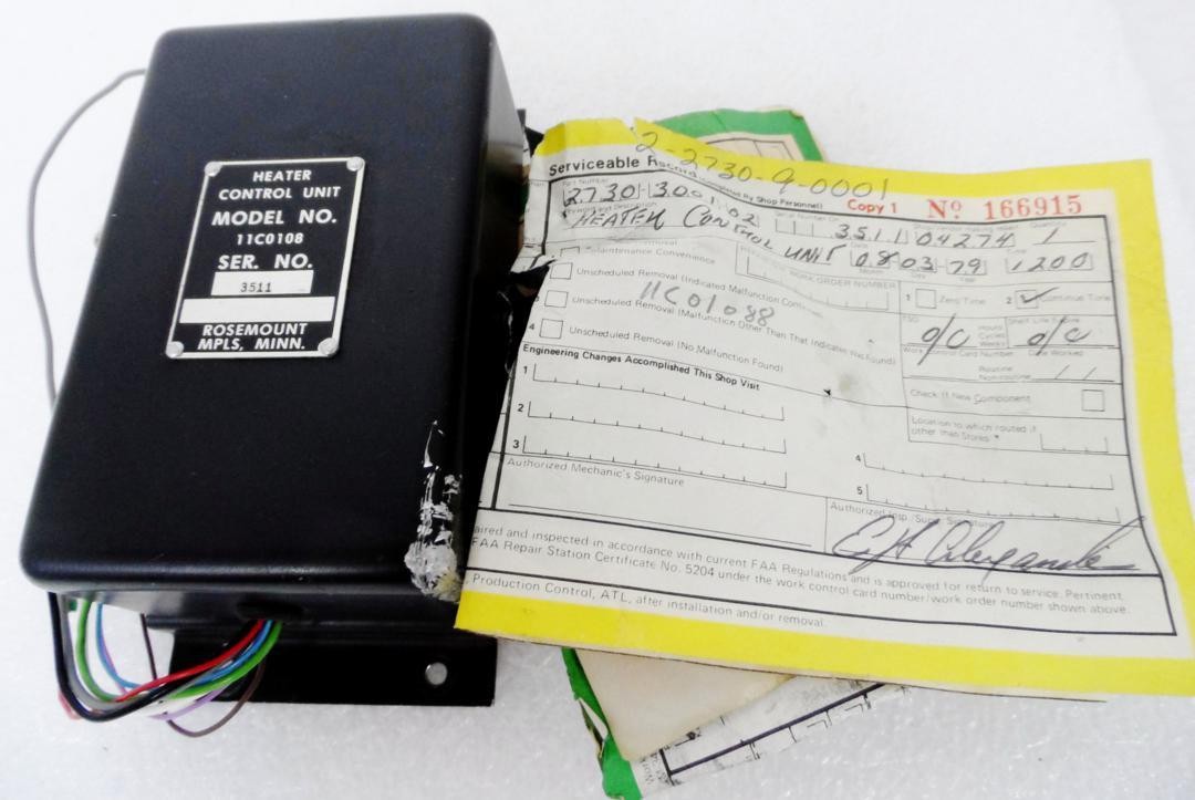 ROSEMOUNT 11C0108 HEATER CONTROL UNIT, AIRCRAFT AVIATION PARTS PN 2730-3001-02