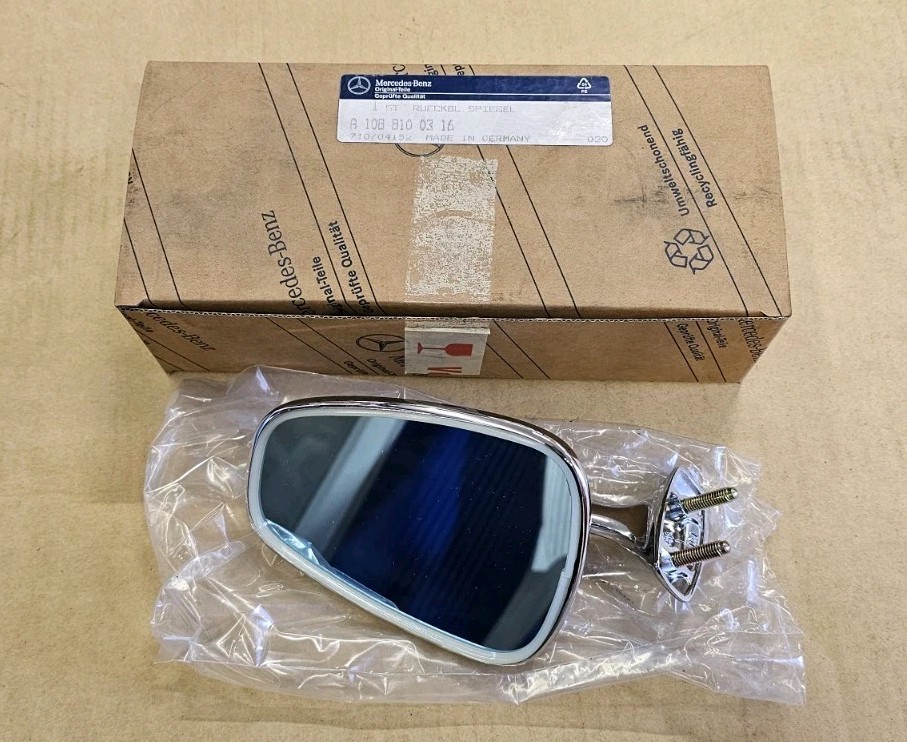NOS 1965 1966 Mercedes W108 W109 LH Driver Mirror Assembly 1088100316 NOS 1965 1966 Mercedes W108 W109 LH Driver Mirror Assembly 1088100316