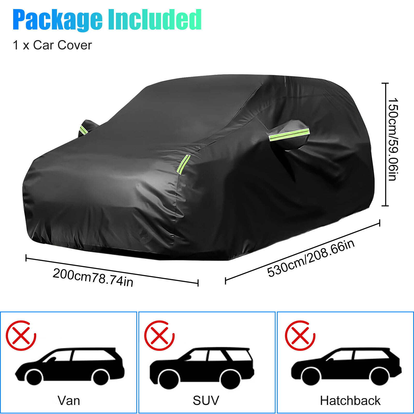 Full Car Cover XL Size Outdoor Waterproof UV Dust Rain Resistant Protection