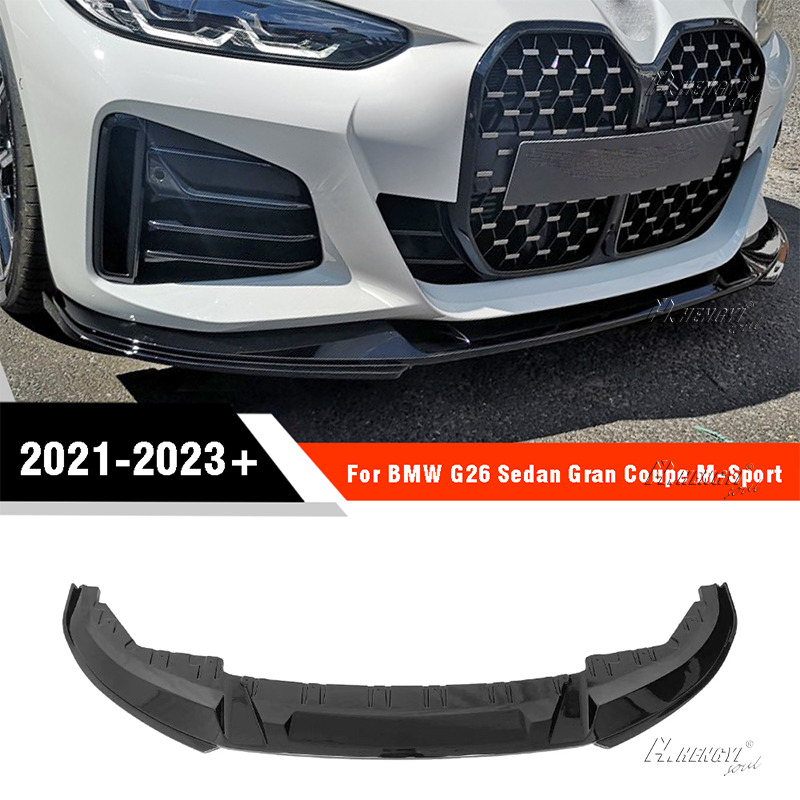 For BMW G26 M440i i4 M50 Gran Coupe 21-24 V1 Style Glossy Black Front Bumper Lip