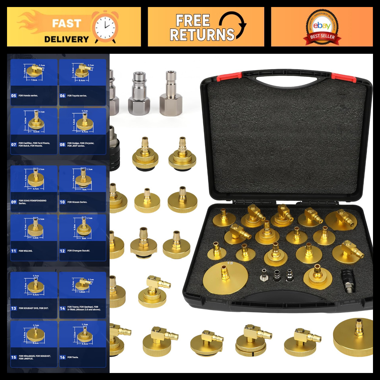 20PCS Brake Master Cylinder Bleeder Kit with Pressure Adapters for Easy Fluid Ch