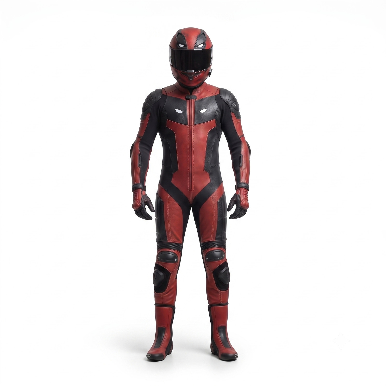 Handmade Deadpool Leather Motorcycle Racing Suit CE Armored Cowhide Biker Suit