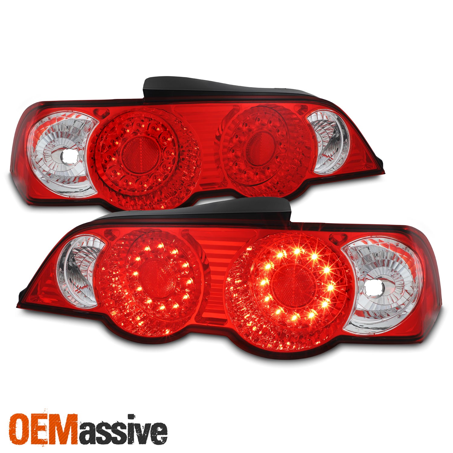 Fits 02-04 Acura RSX DC5 JDM Red Clear LED Tail Brake Lights Lamp Left+Right Set