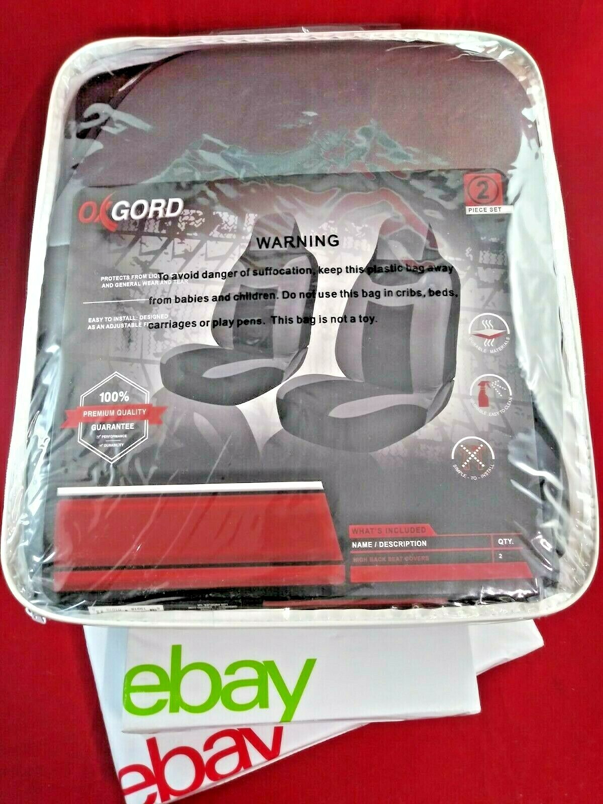 Oxgord Car Seat Cover Gray Black 2pc Bucket for Auto w/Integrated Head Rest Mesh