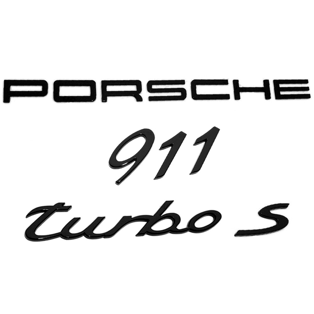 New Porsche 911 Turbo S Letter Rear Trunk Badges Emblem  Porsche 911 Matte Black