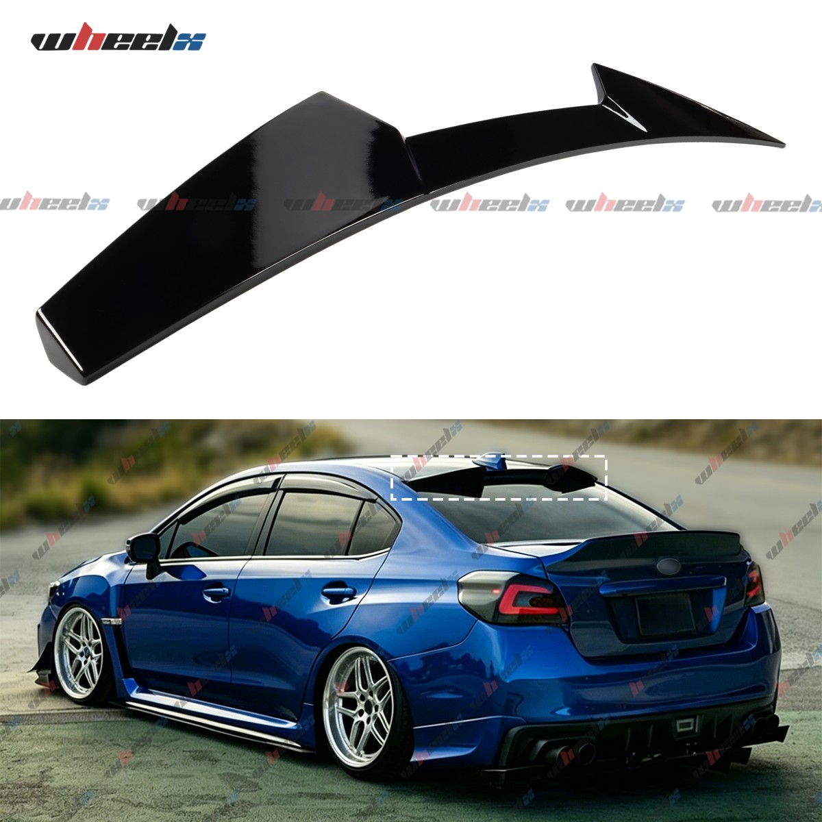 For 2015-2021 WRX STI High Kick V Flat Gloss Black Rear Window Roof Spoiler Wing