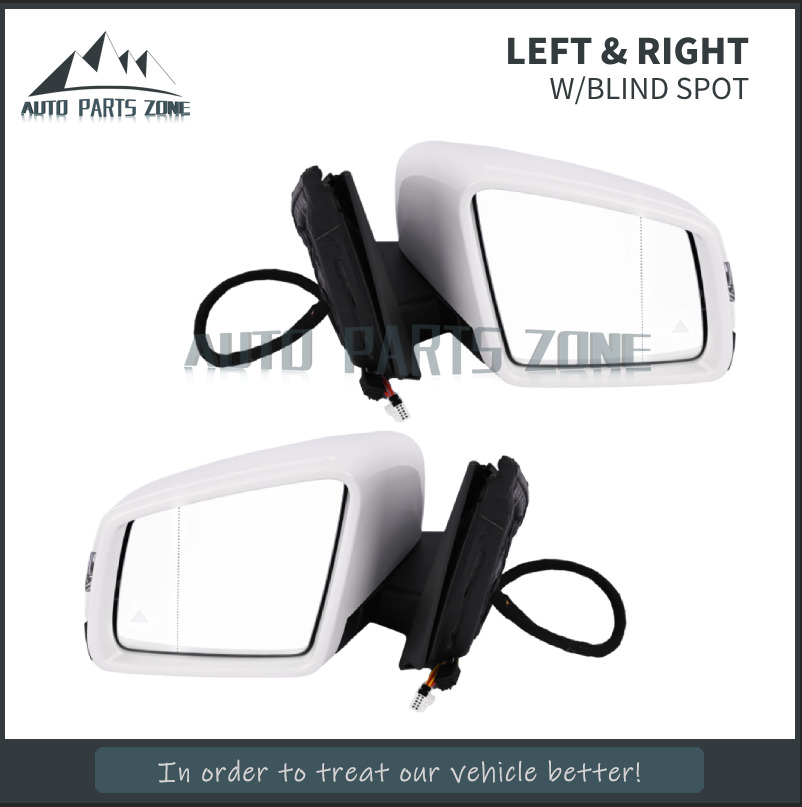 2PCS Left Right Side Mirror White w/Blind Spot For 2016-2019 Mercedes GLE 350