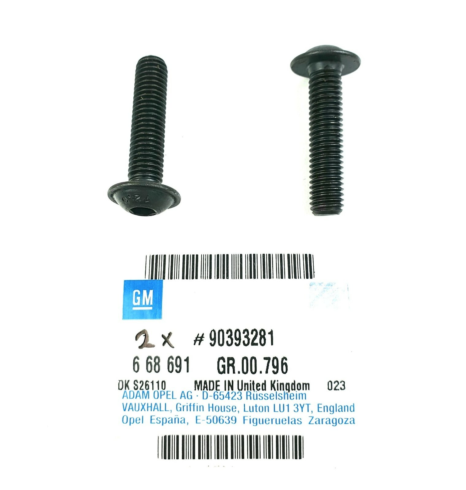2X Original Opel Flat Round Screws Clutch Actuation Omega A Lotus - 90393281