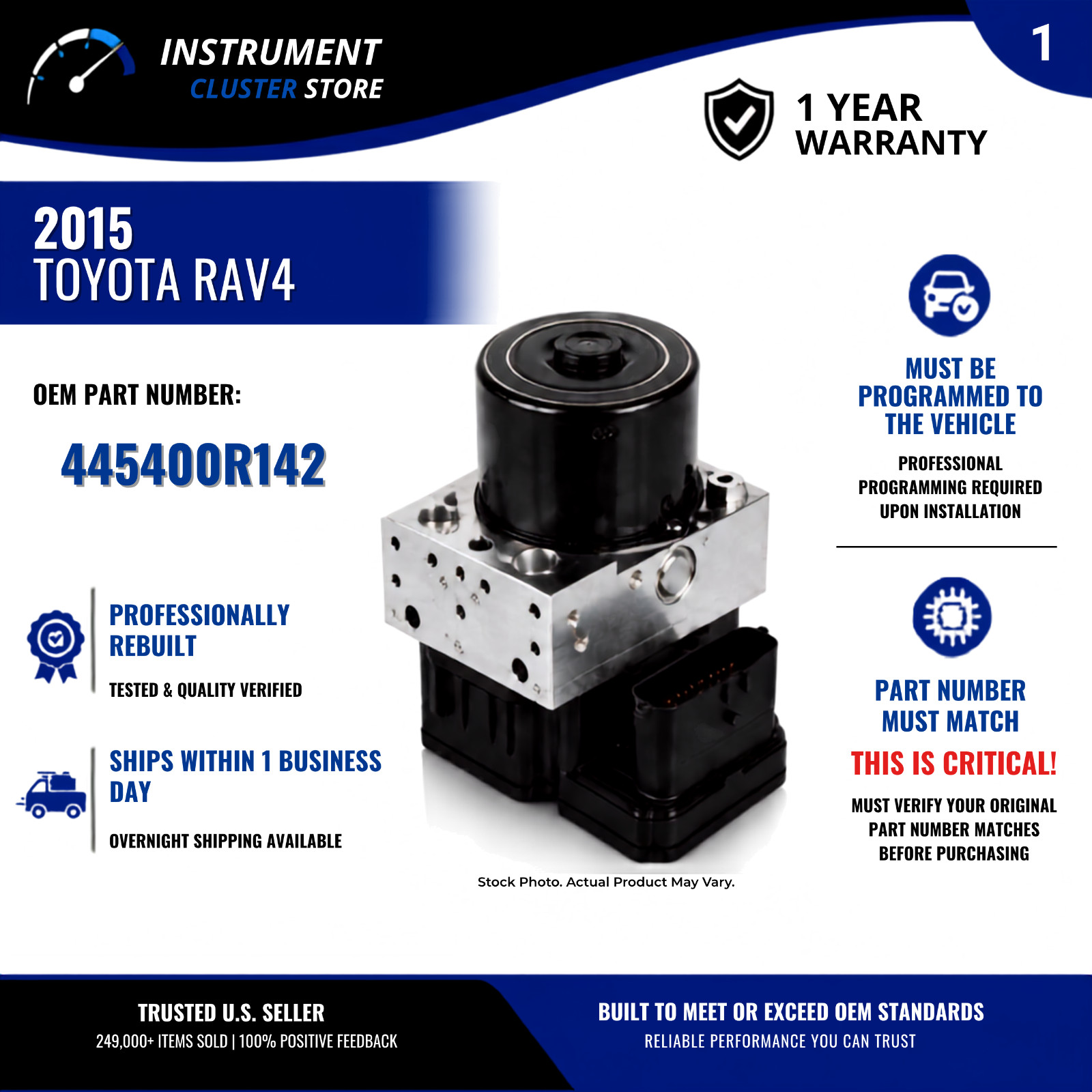 REFURBISHED 2015 Toyota Rav4 ABS Anti-Lock Brake Module Pump FAST SHIPPING