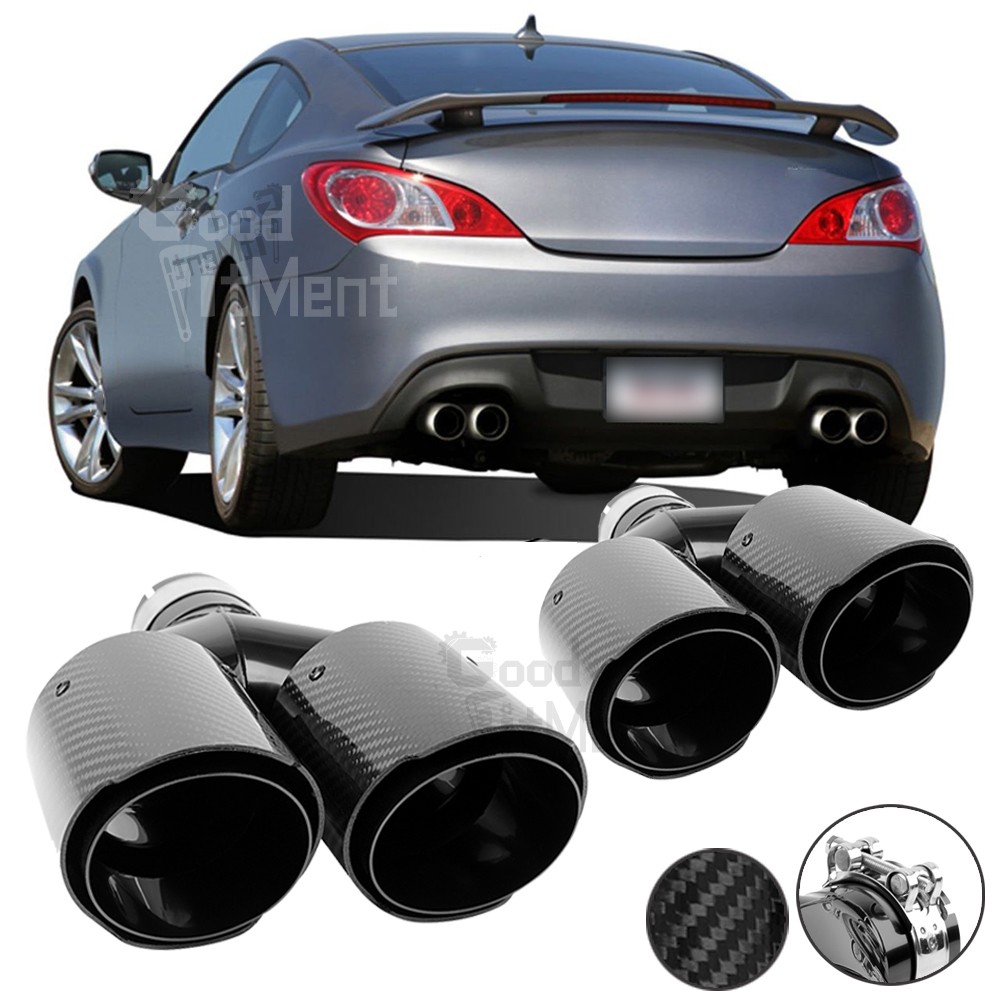 Pair Carbon Fiber Dual Exhaust Tip Pipe 2.5\