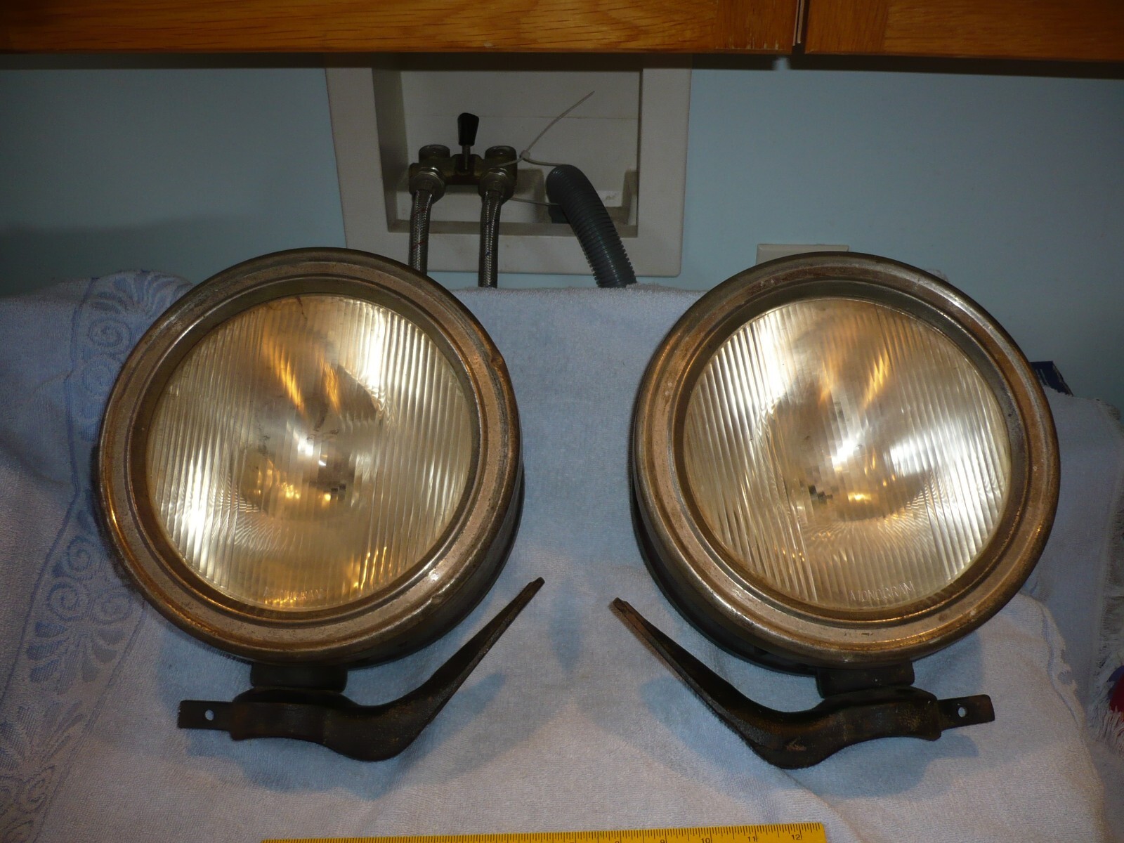 monogram brand  EARLY Original Vintage 1920’s 1930’s  HEAD LAMPS    OLD Car Auto