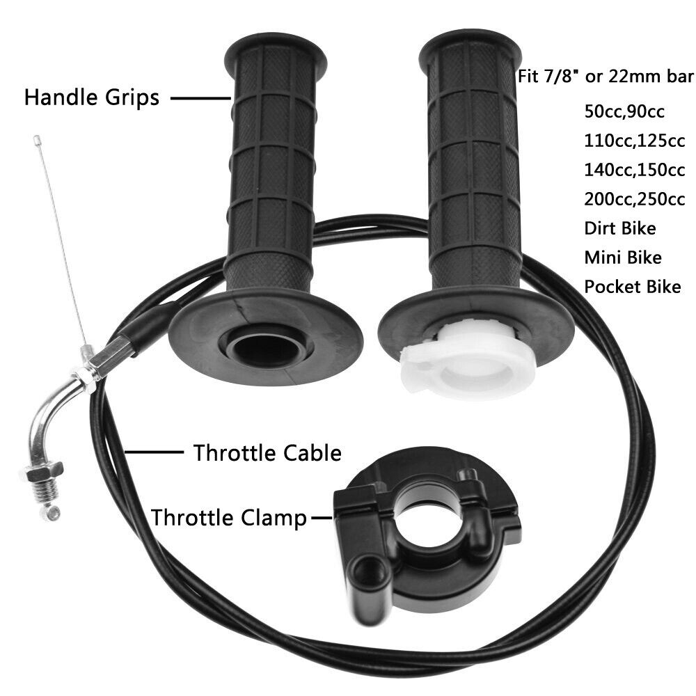 Twist Throttle Accelerator Handle Grips & Cable for 50 110 250cc Dirt  mini Bike